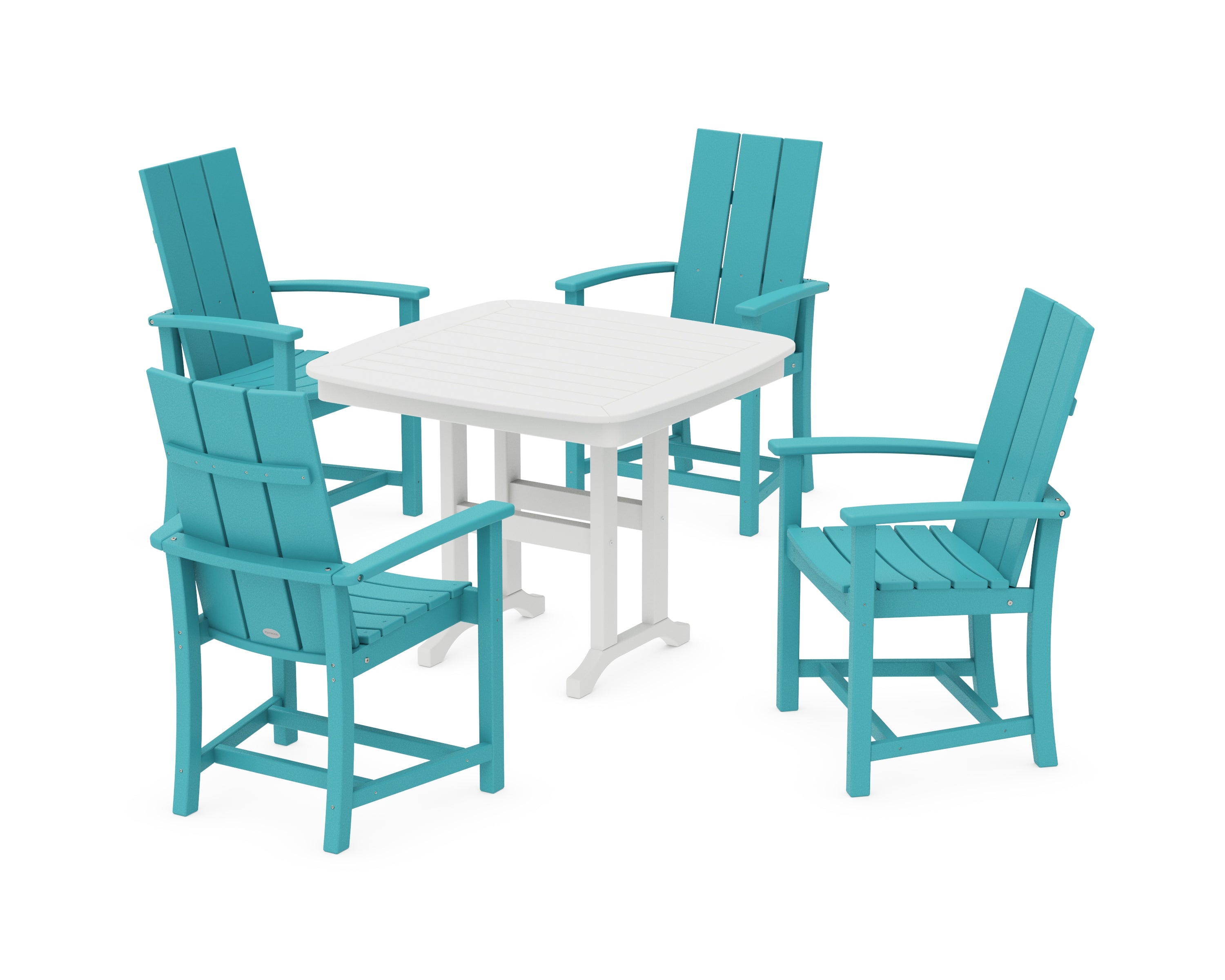 POLYWOOD® Modern Adirondack 5-Piece Dining Set in Aruba / White