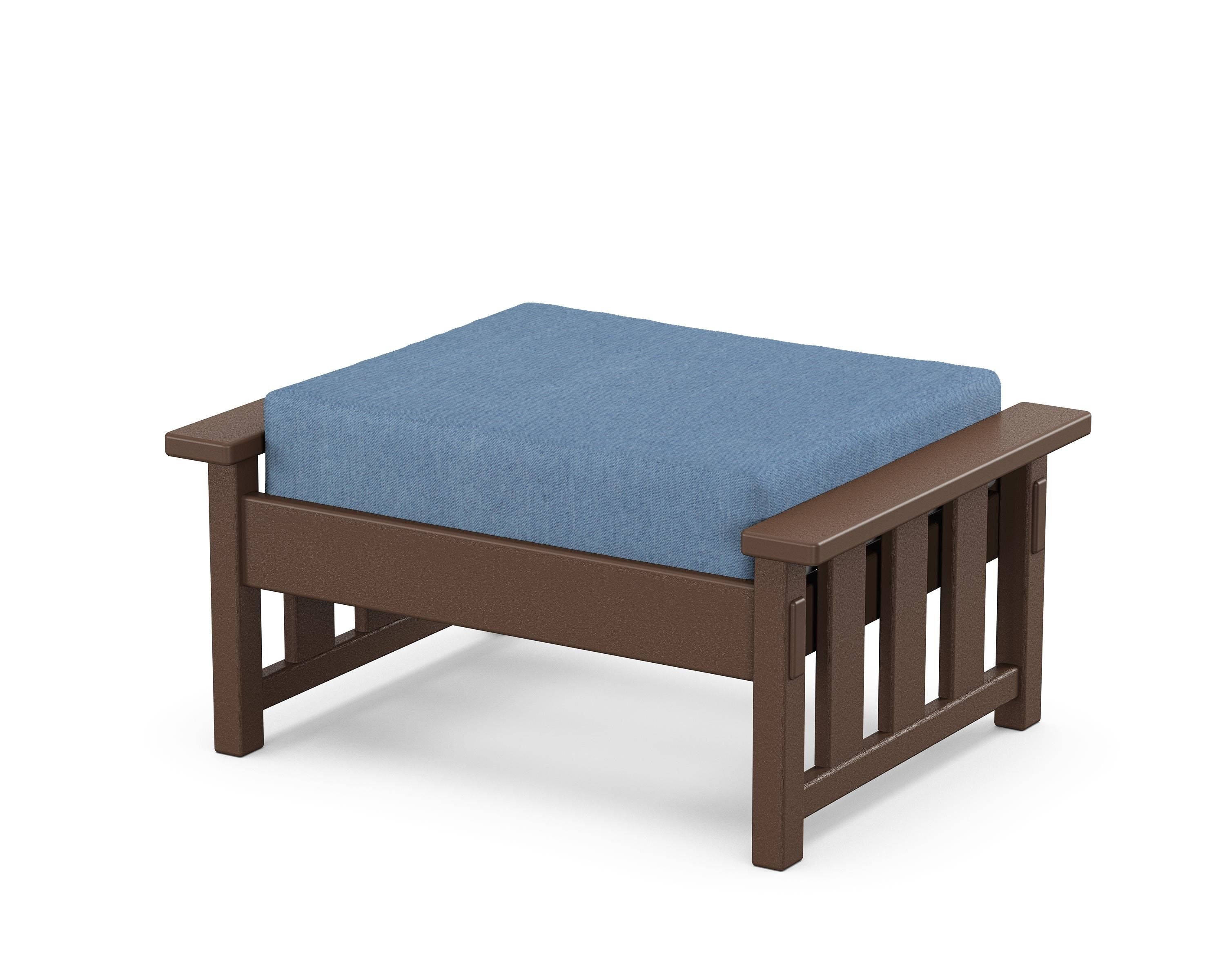 Martha Stewart by POLYWOOD® Acadia Deep Seating Ottoman in Mahogany / Sky Blue