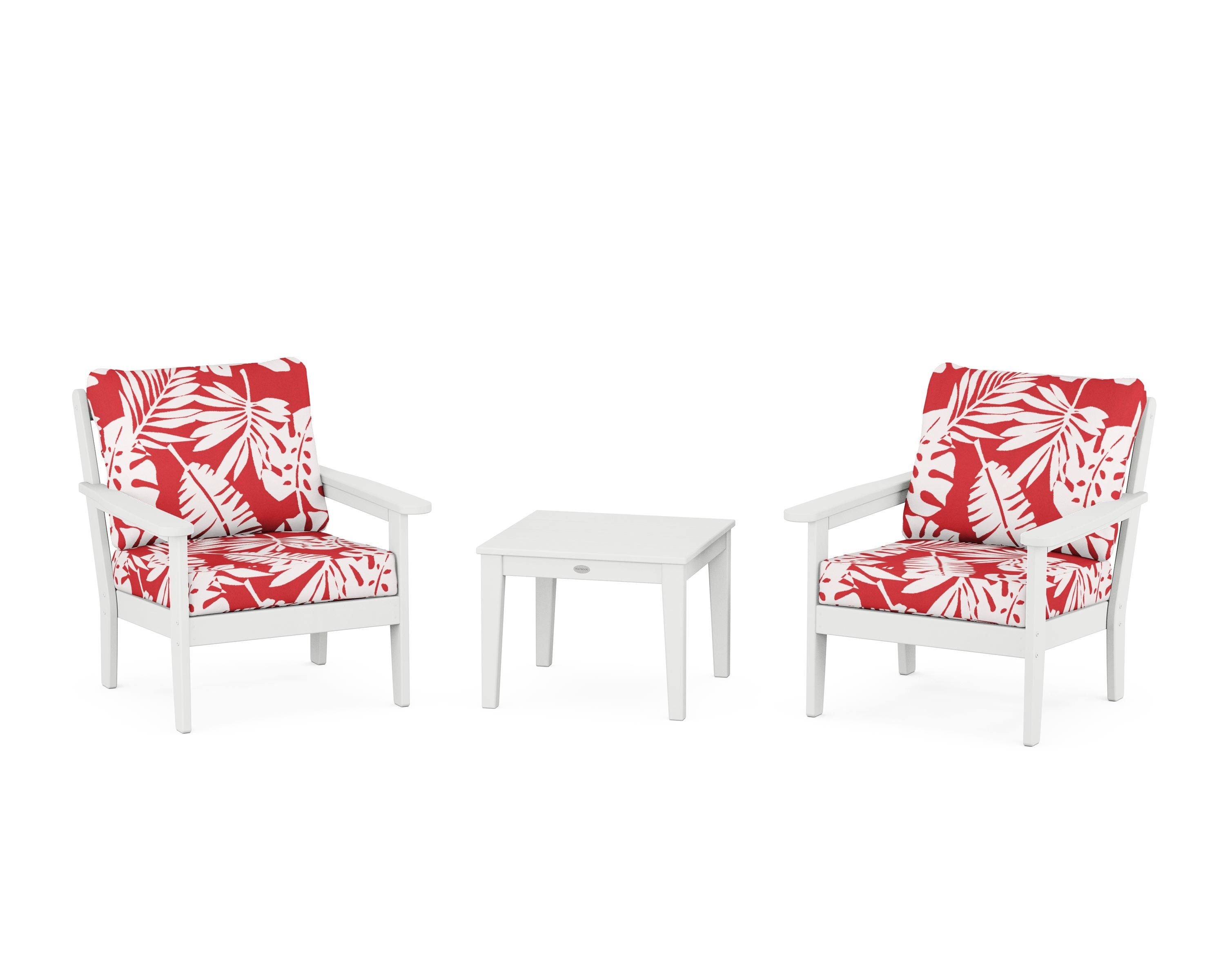 Country Living Cottage 3-Piece Deep Seating Set in White / Leaf Crimson
