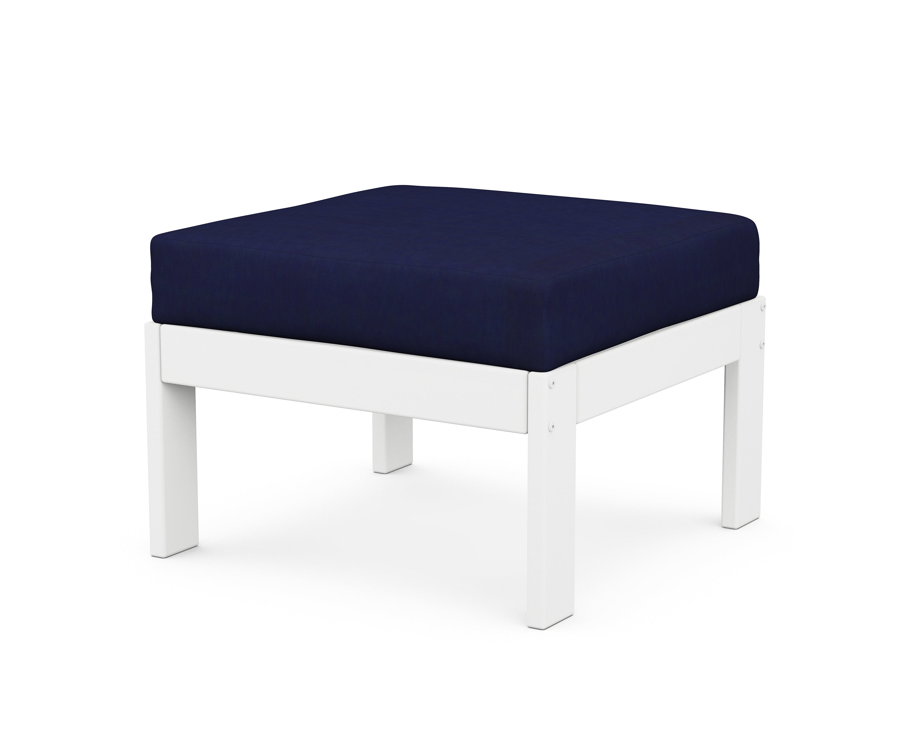 POLYWOOD® Vineyard Modular Ottoman in White / Navy