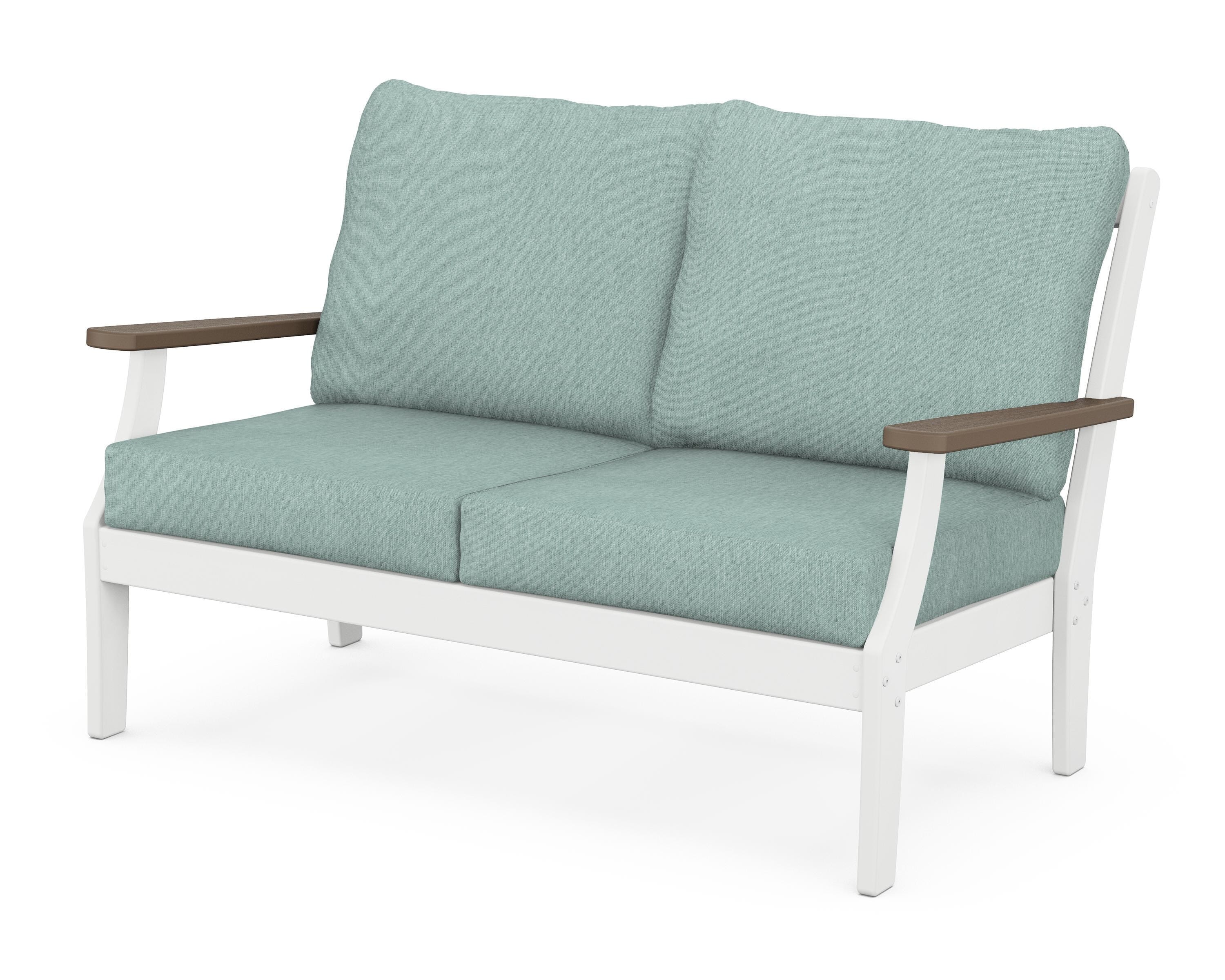 POLYWOOD® Braxton Deep Seating Loveseat in White / Kona / Glacier Spa