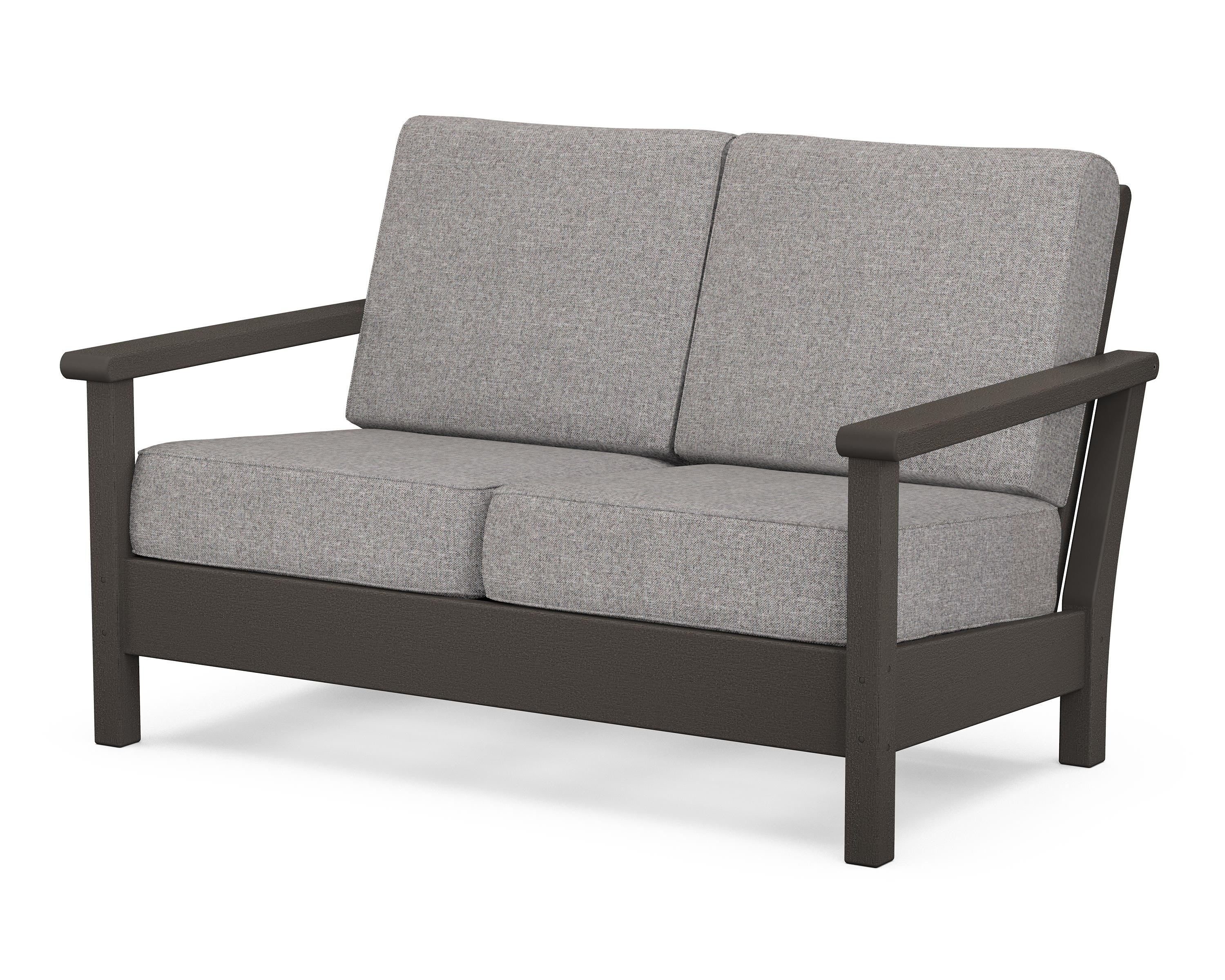 POLYWOOD® Harbour Deep Seating Loveseat in Vintage Coffee / Grey Mist