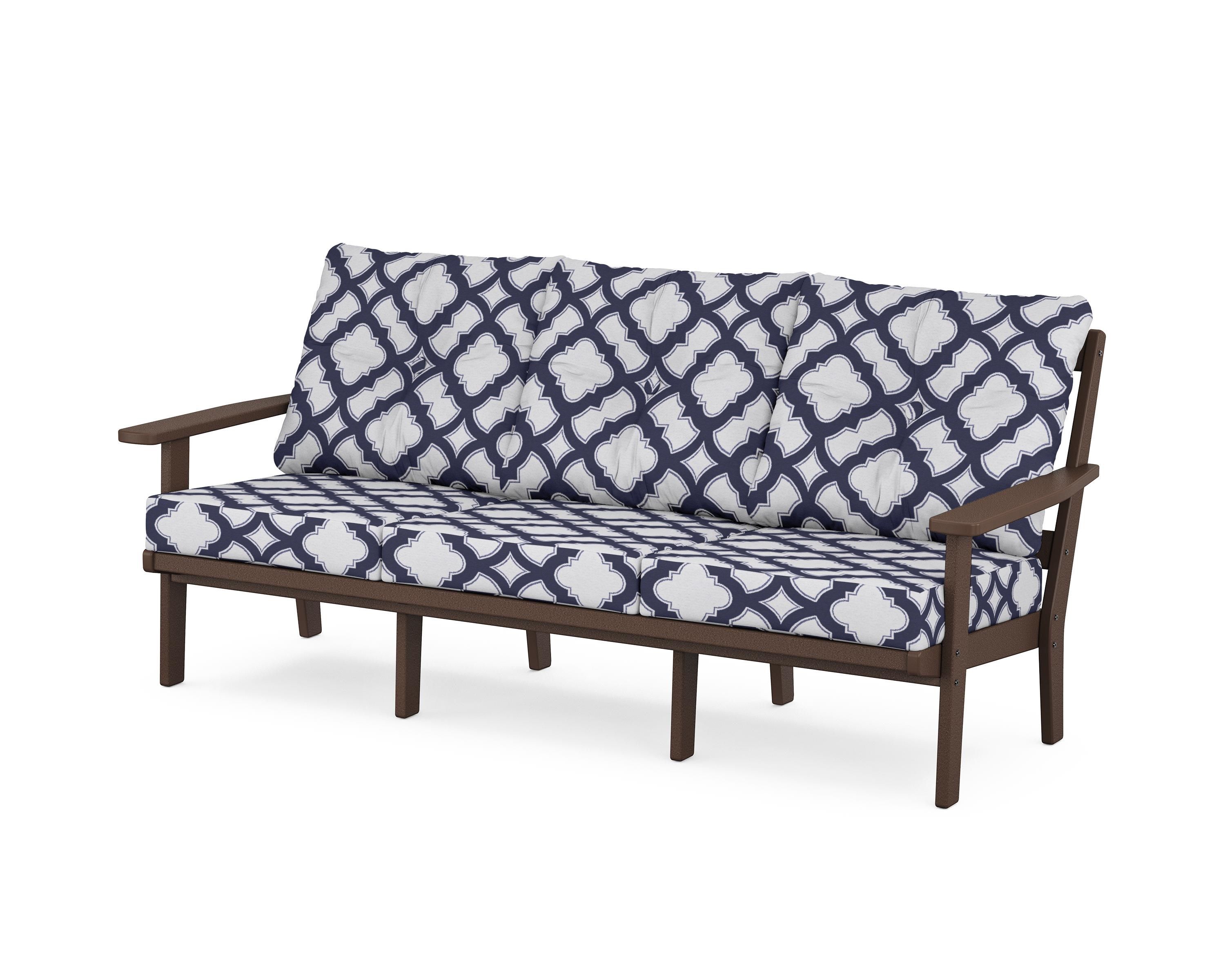POLYWOOD® Prairie Deep Seating Sofa in Mahogany / Trellis Navy