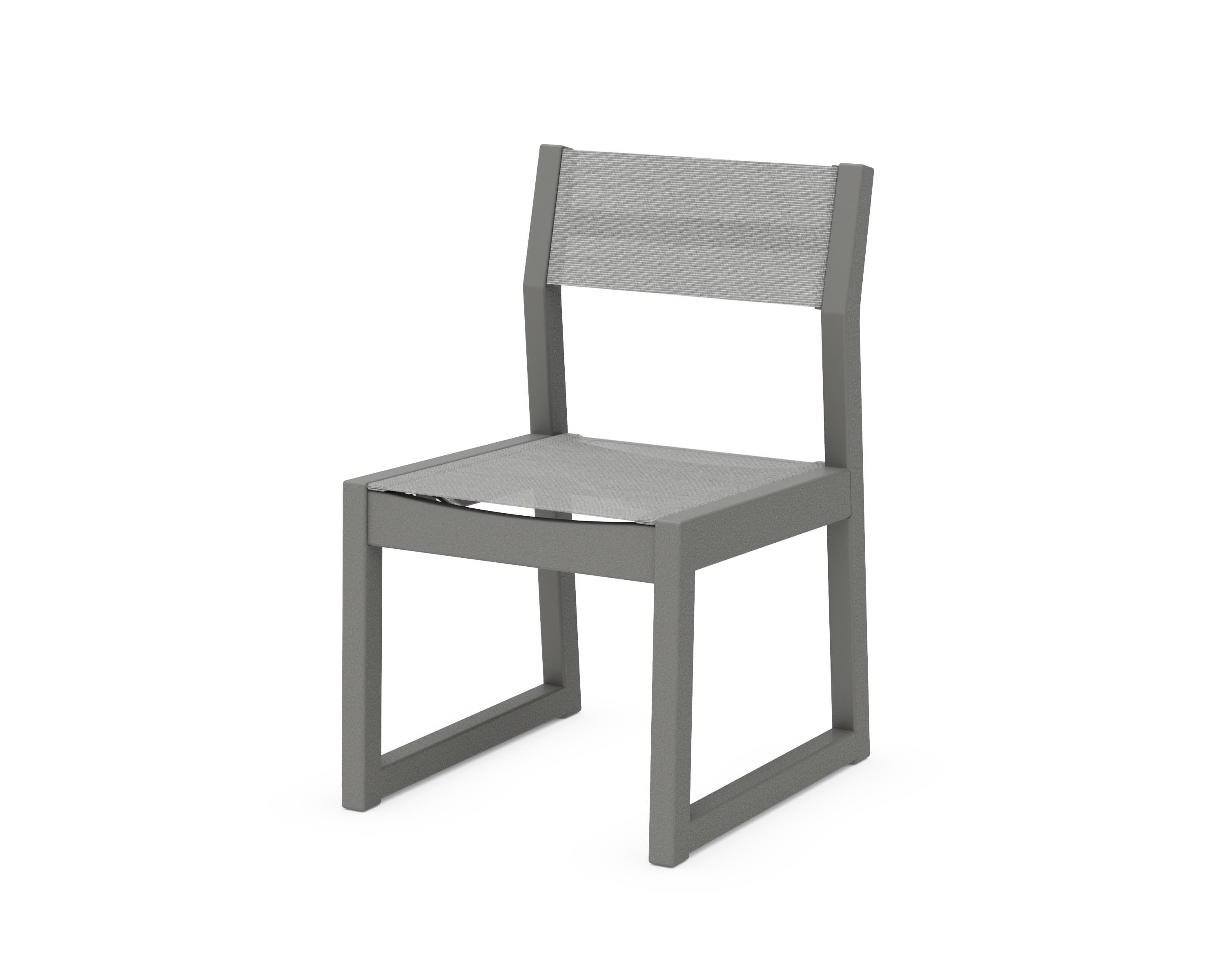 POLYWOOD® EDGE Sling Dining Side Chair in Slate Grey / Metallic Sling