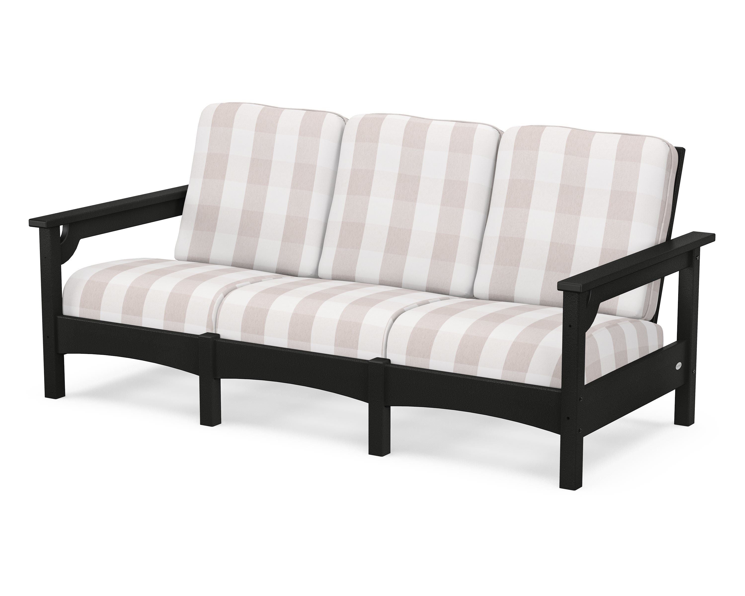 POLYWOOD® Club Sofa in Black / Buffalo Plaid Dune Burlap