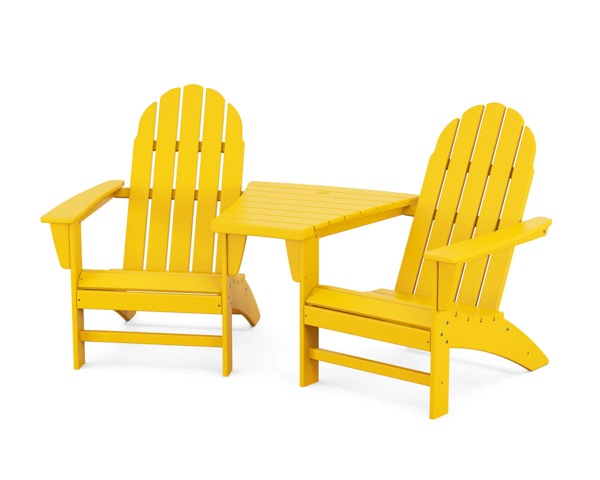Vineyard 3-Piece Adirondack Set with Angled Connecting Table