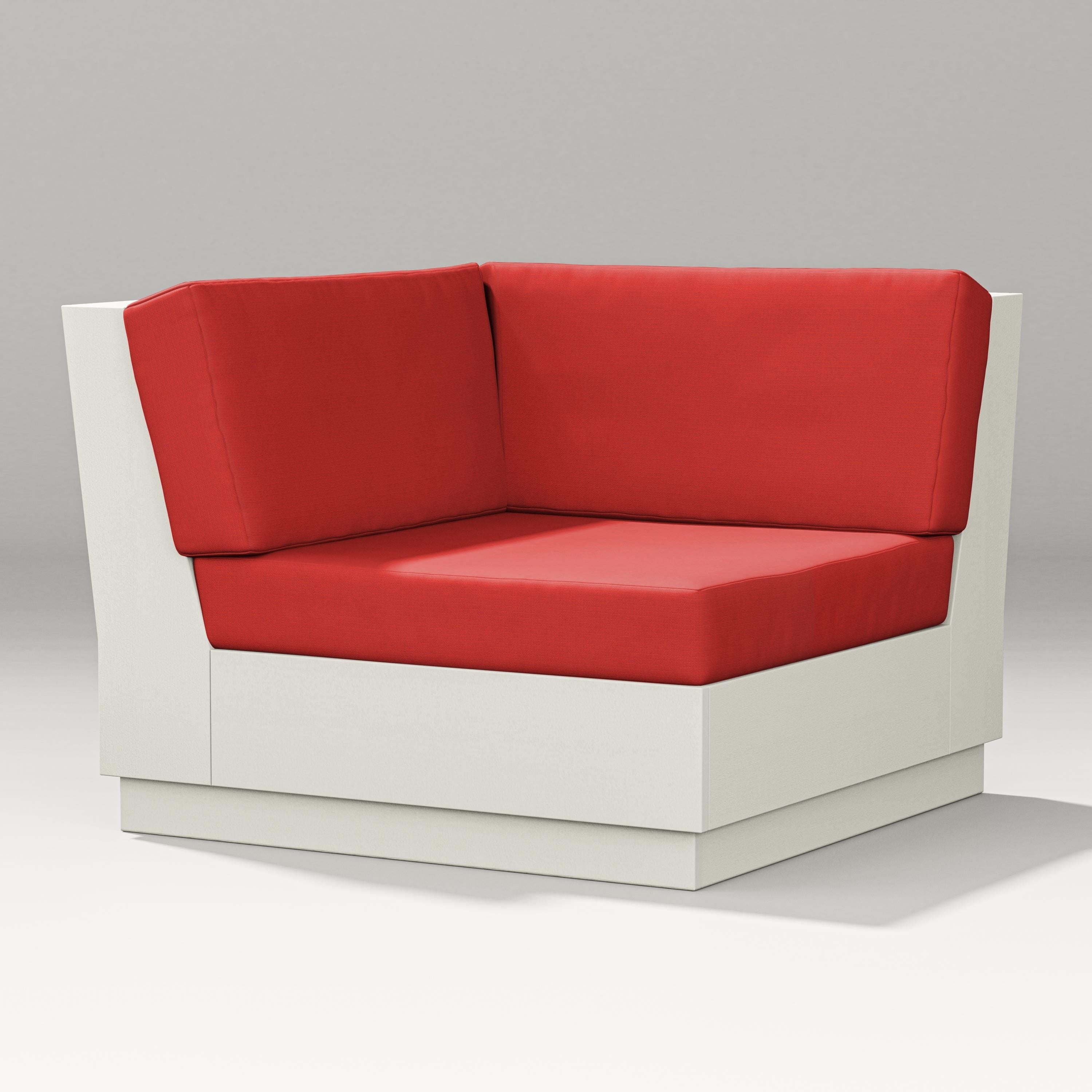 PW Designer Series Elevate Modular Corner Chair in Vintage White / Crimson Linen