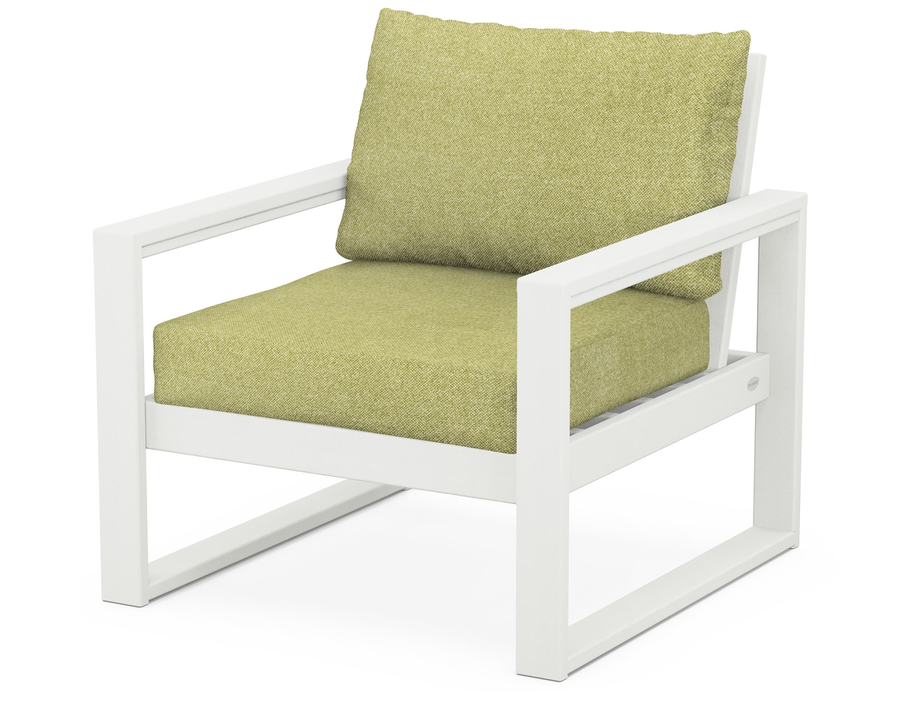 POLYWOOD® EDGE Club Chair in Vintage White / Chartreuse Boucle