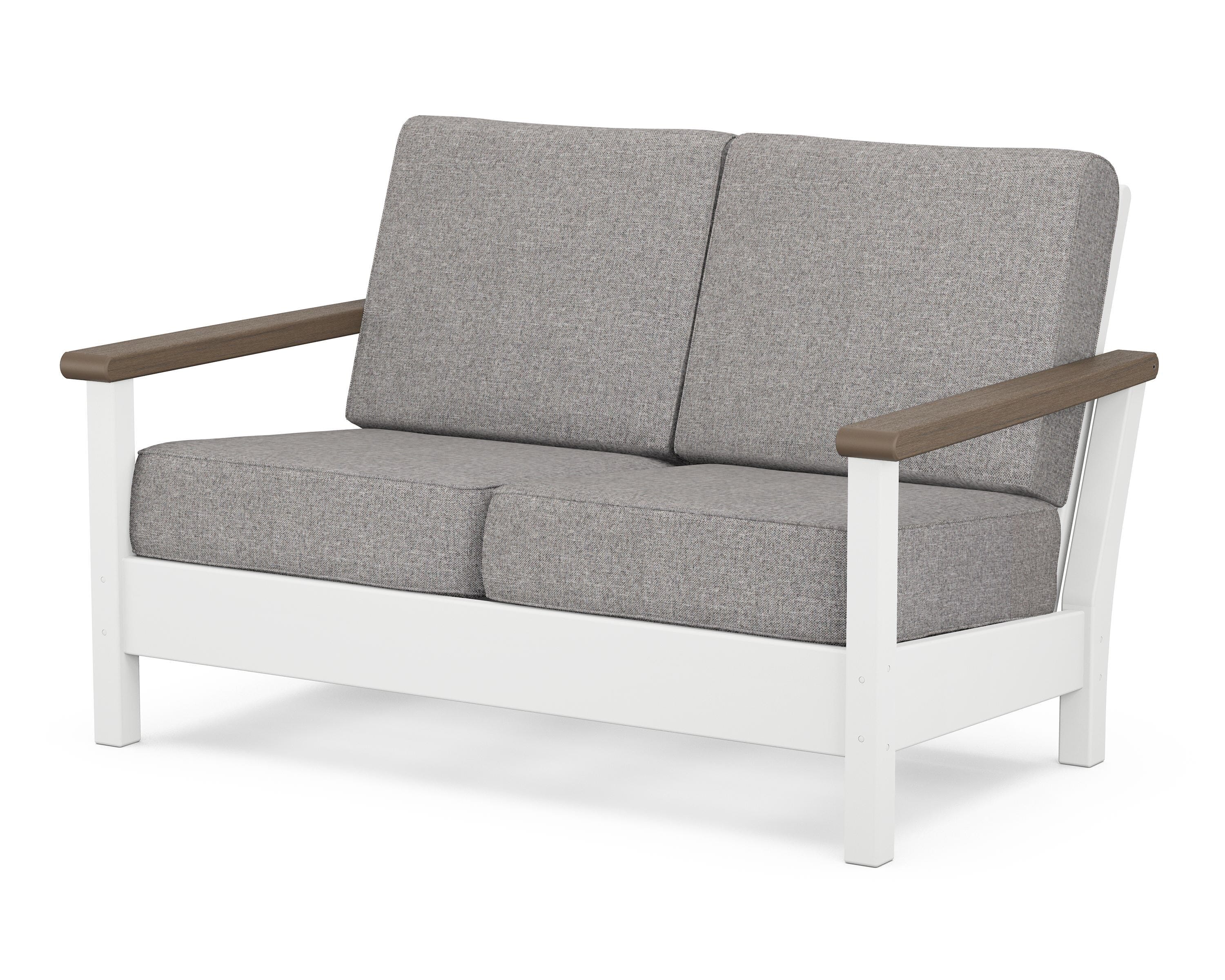POLYWOOD® Harbour Deep Seating Loveseat in White / Kona / Grey Mist
