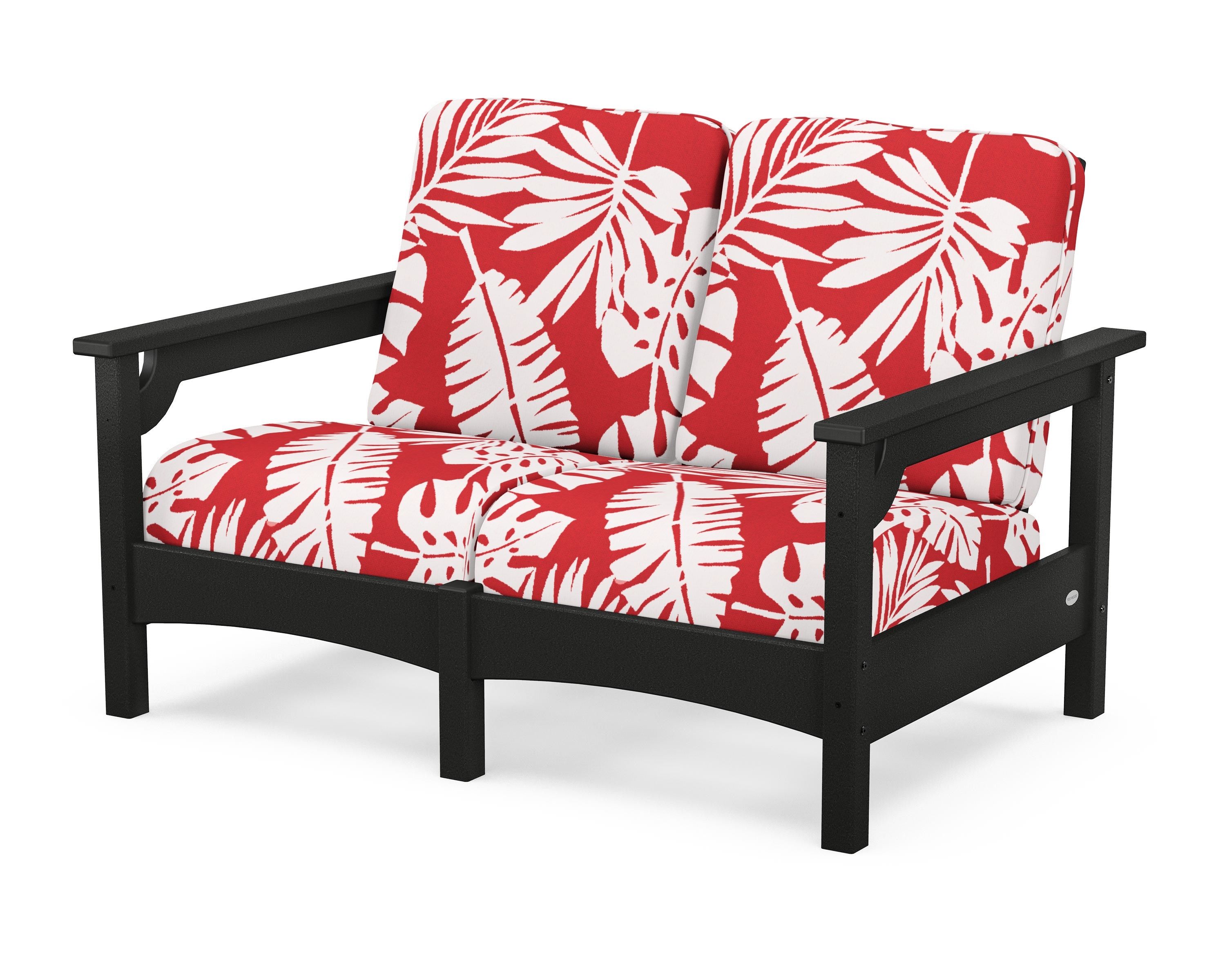 POLYWOOD® Club Loveseat in Black / Leaf Crimson