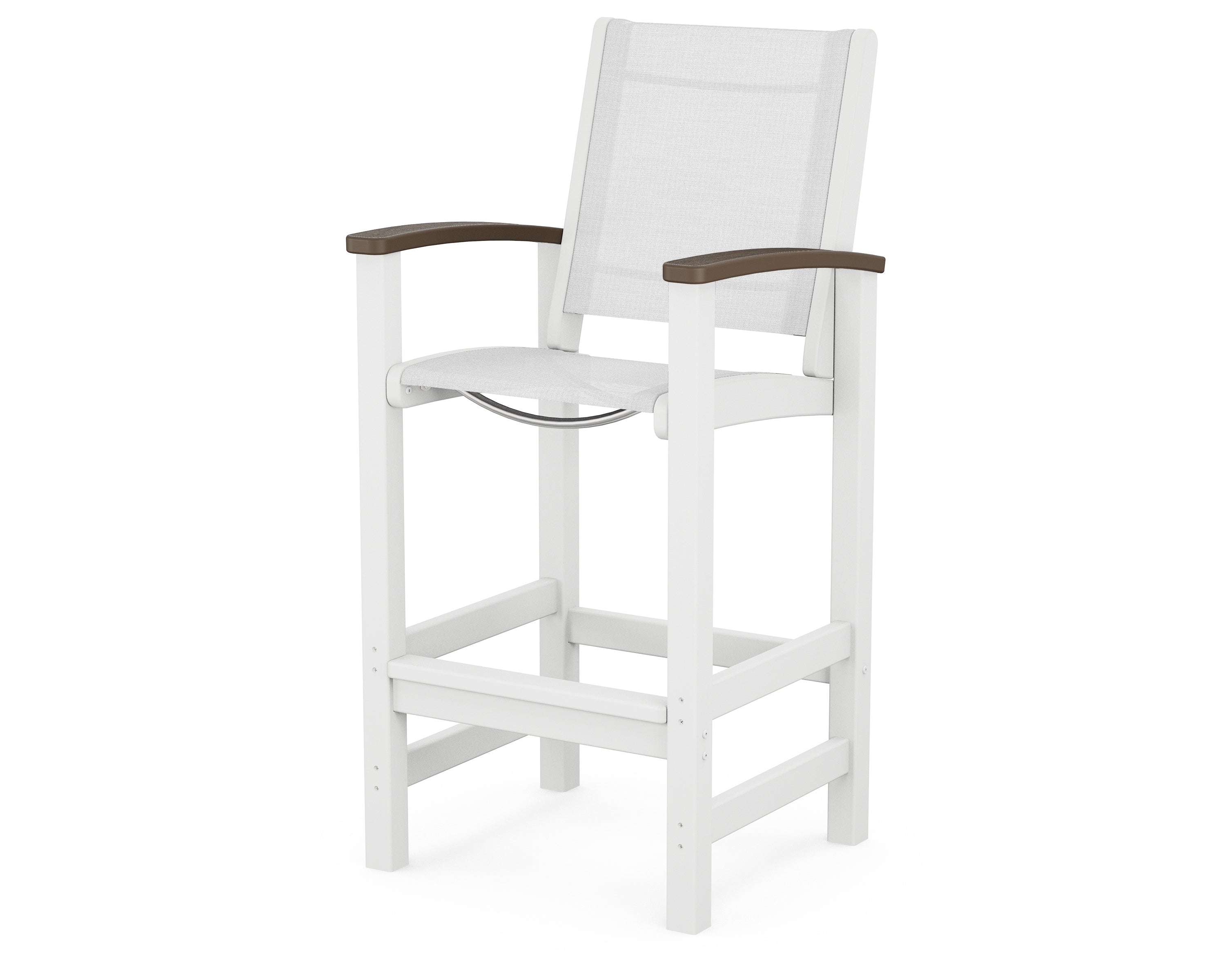 POLYWOOD® Coastal Bar Chair in White / Kona / White Sling