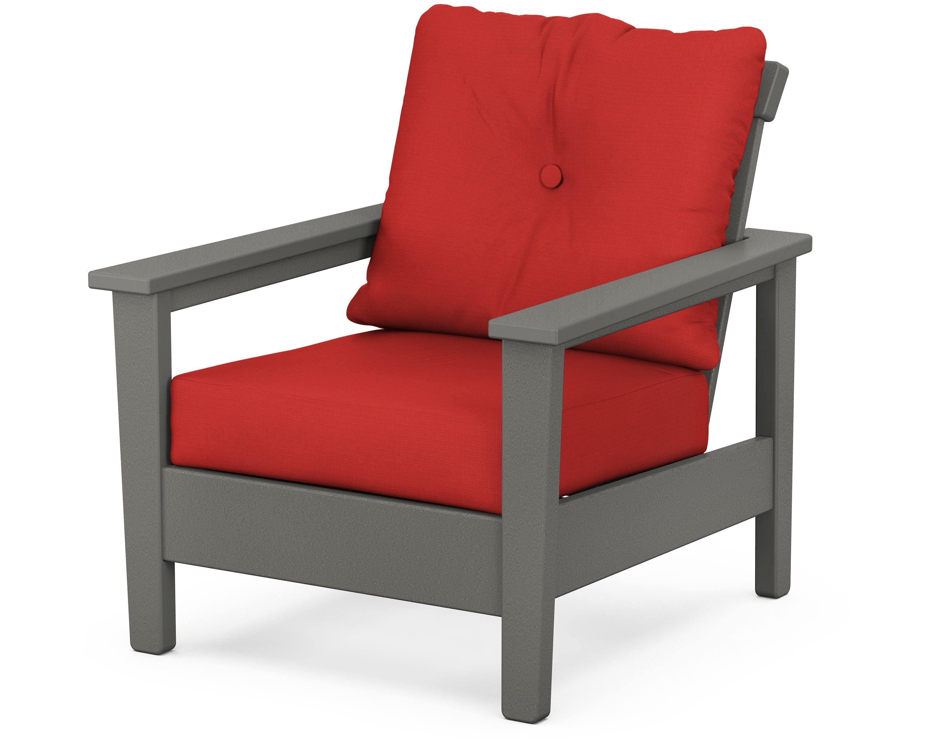 POLYWOOD® Prescott Deep Seating Chair in Slate Grey / Crimson Linen