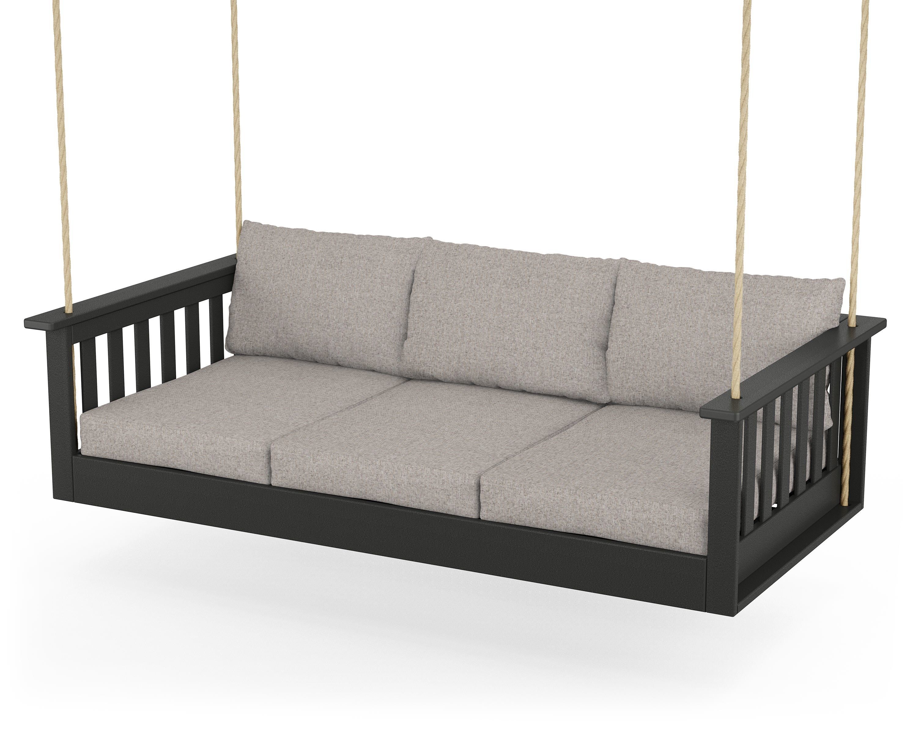 POLYWOOD® Vineyard Daybed Swing in Black / Weathered Tweed