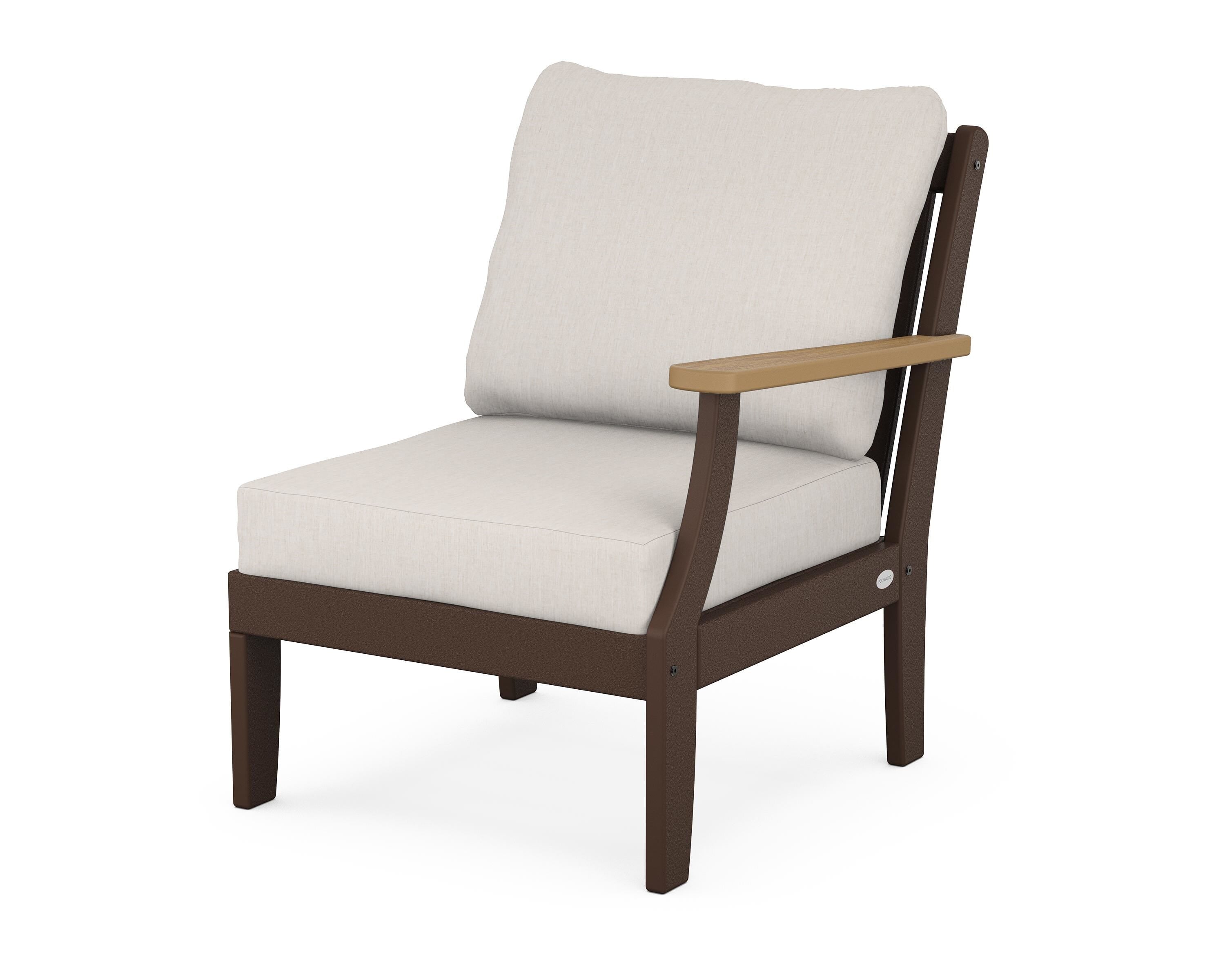POLYWOOD® Braxton Modular Right Arm Chair in Mahogany / Natural / Cast Ash