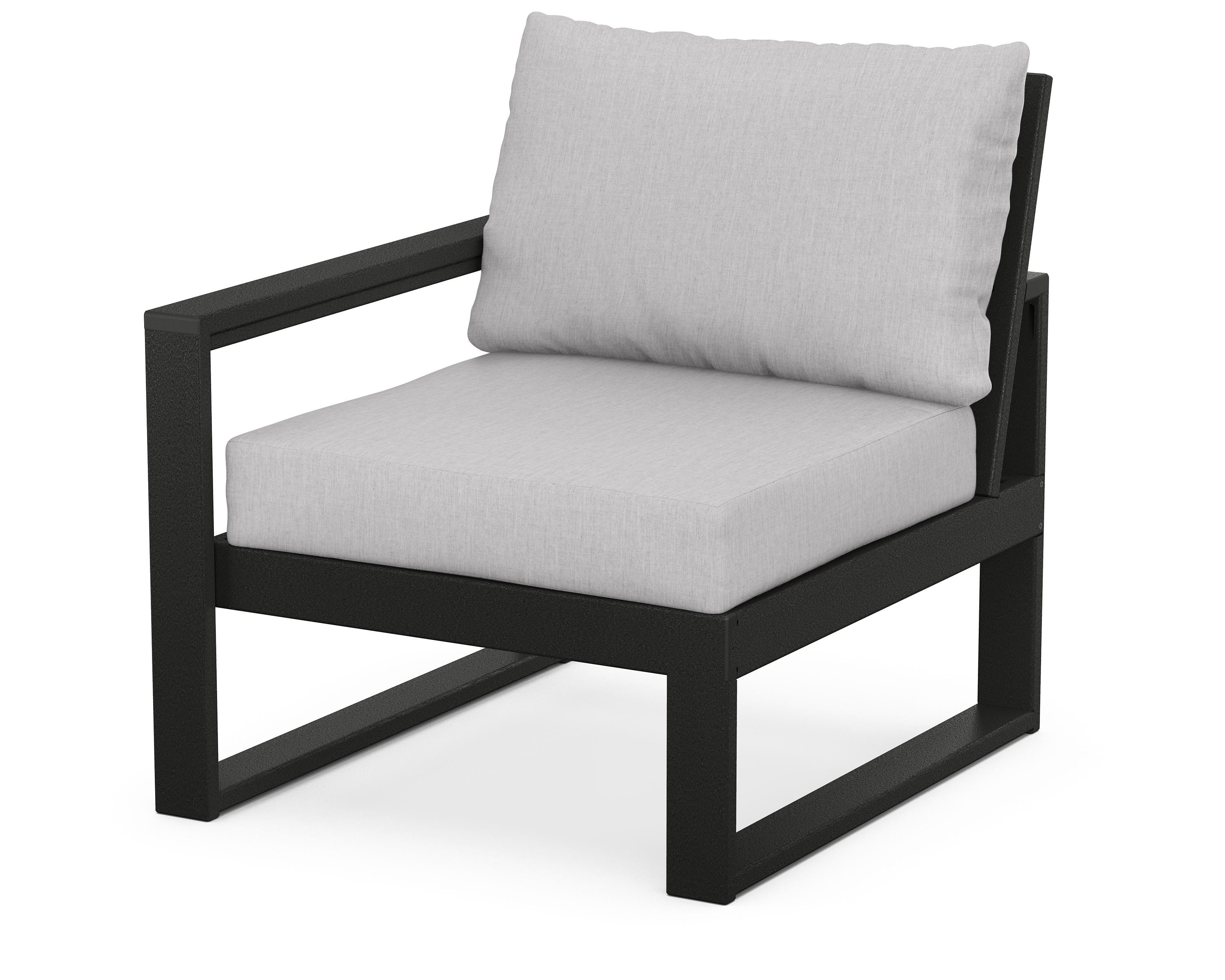 POLYWOOD® EDGE Modular Left Arm Chair in Black / Granite