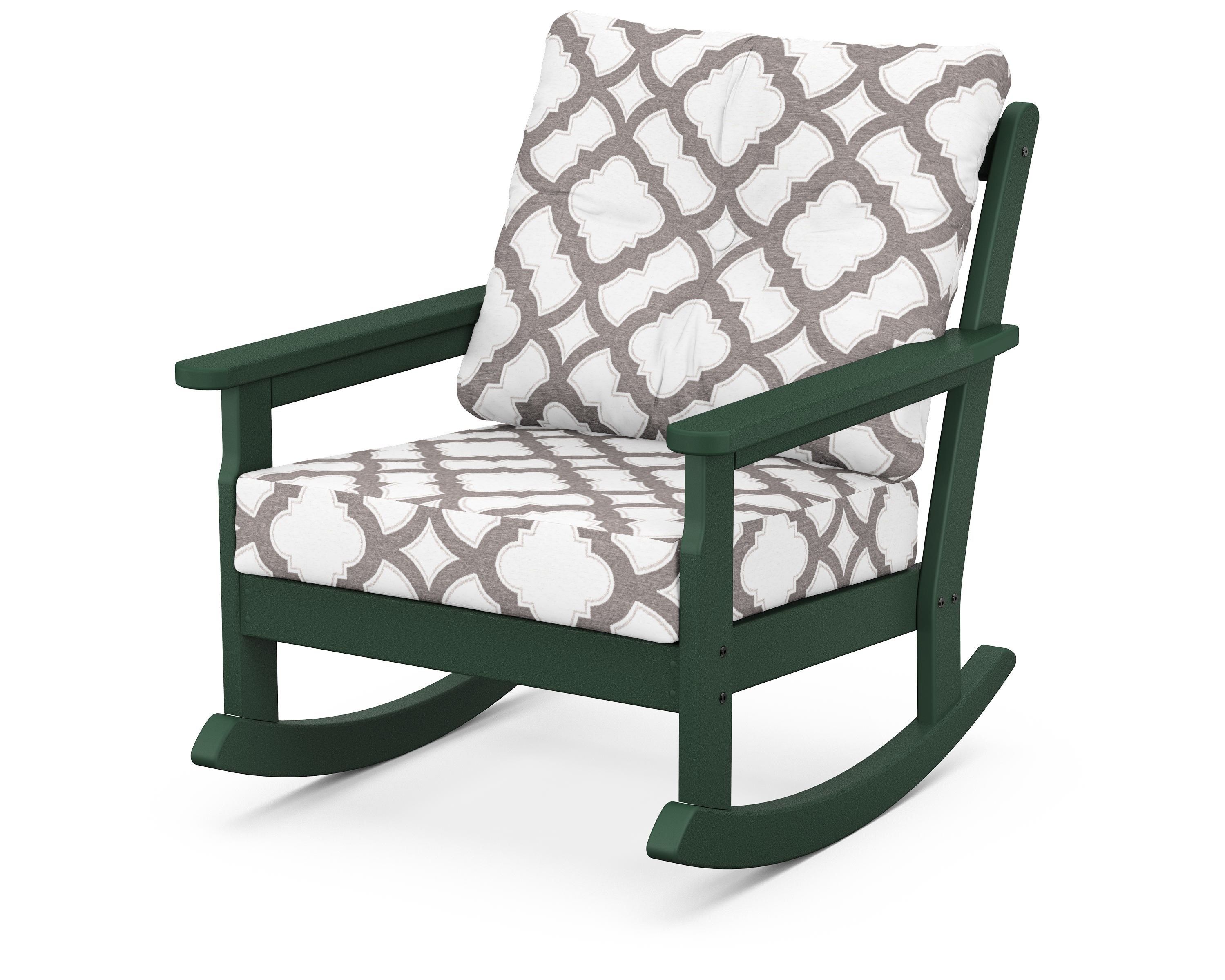 POLYWOOD® Vineyard Deep Seating Rocking Chair in Green / Trellis Grey Mist