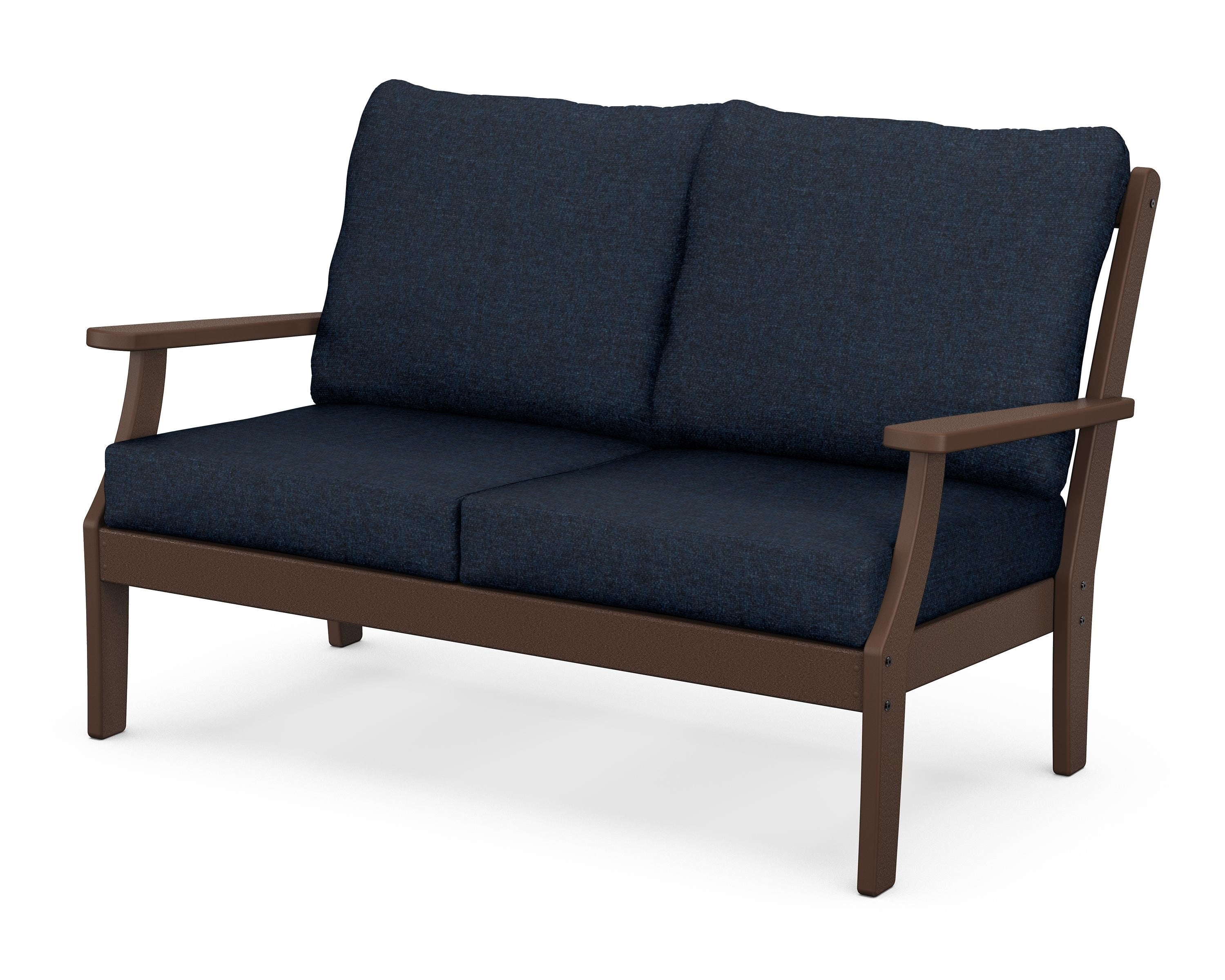 POLYWOOD® Braxton Deep Seating Loveseat in Mahogany / Marine Indigo