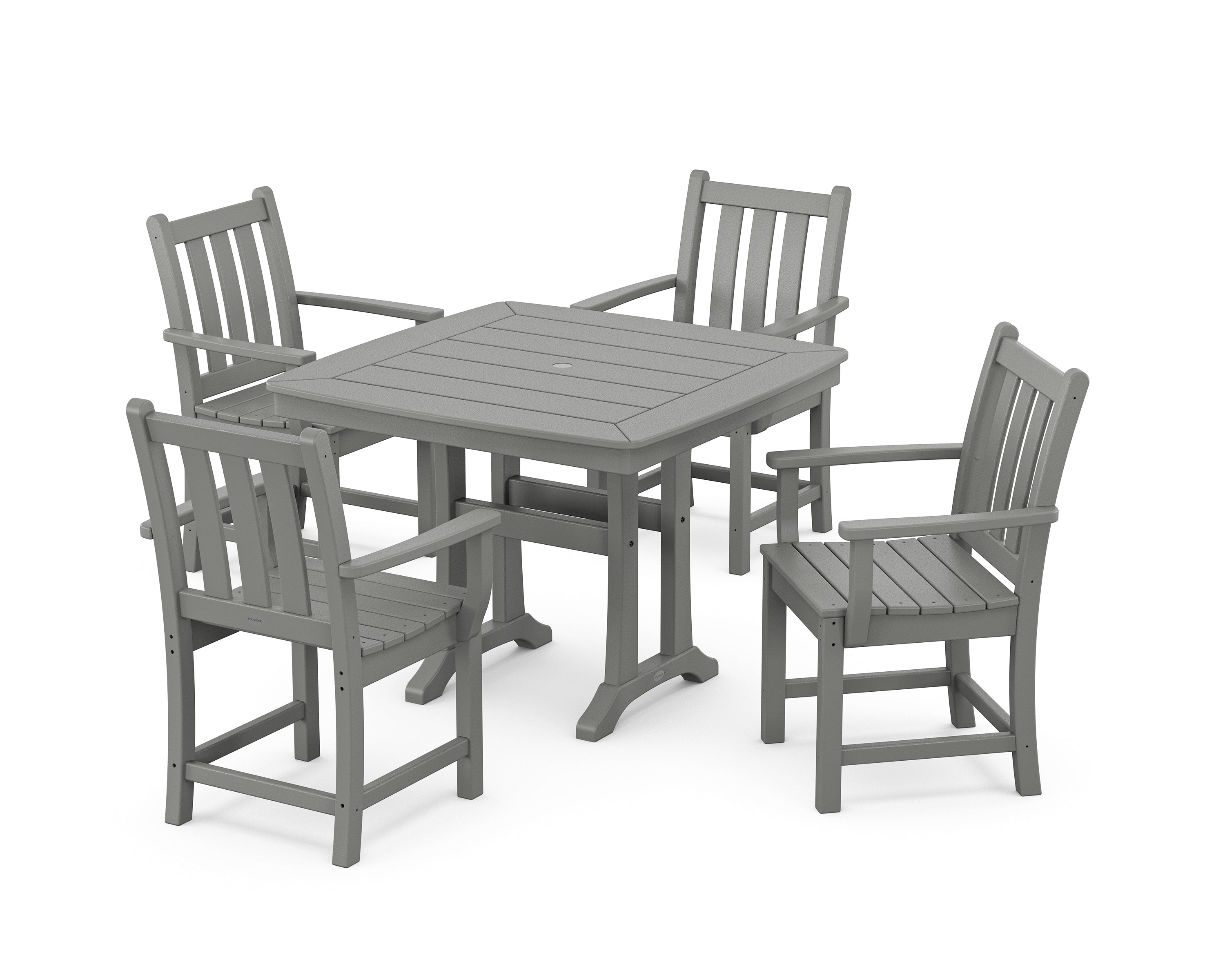 POLYWOOD® Traditional Garden 5-Piece Dining Set with Trestle Legs in Slate Grey