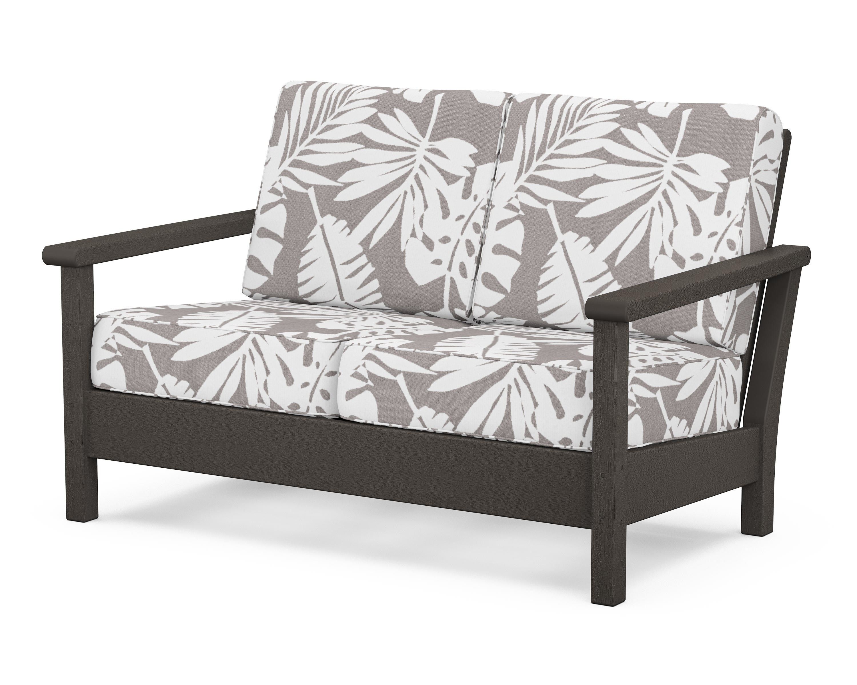 POLYWOOD® Harbour Deep Seating Loveseat in Vintage Coffee / Leaf Grey Mist