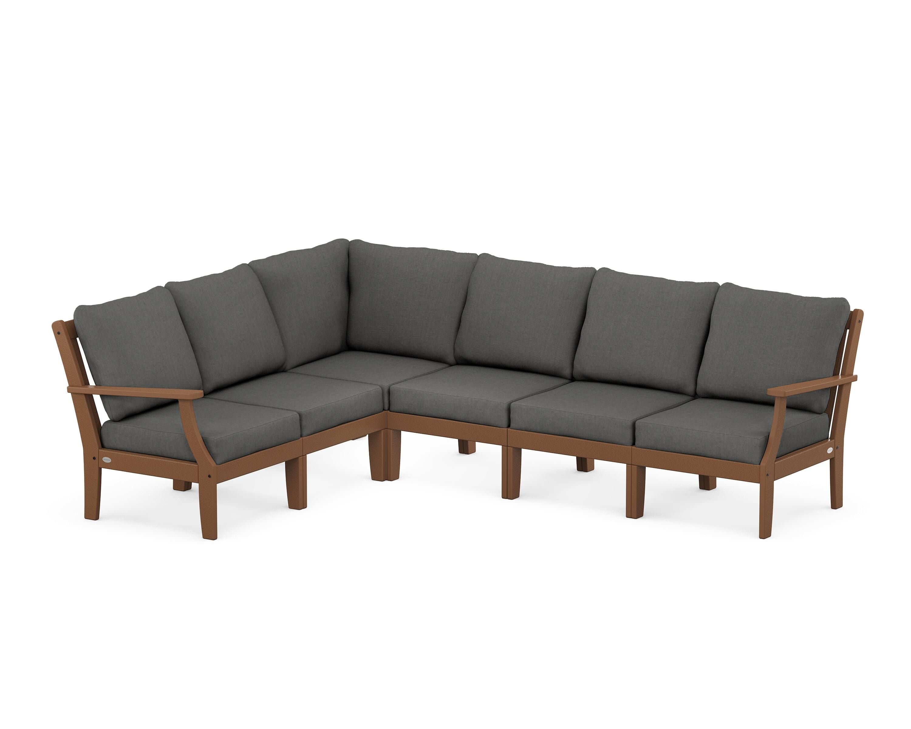 POLYWOOD® Braxton Modular 6-Piece Deep Seating Set in Teak / Spectrum Carbon