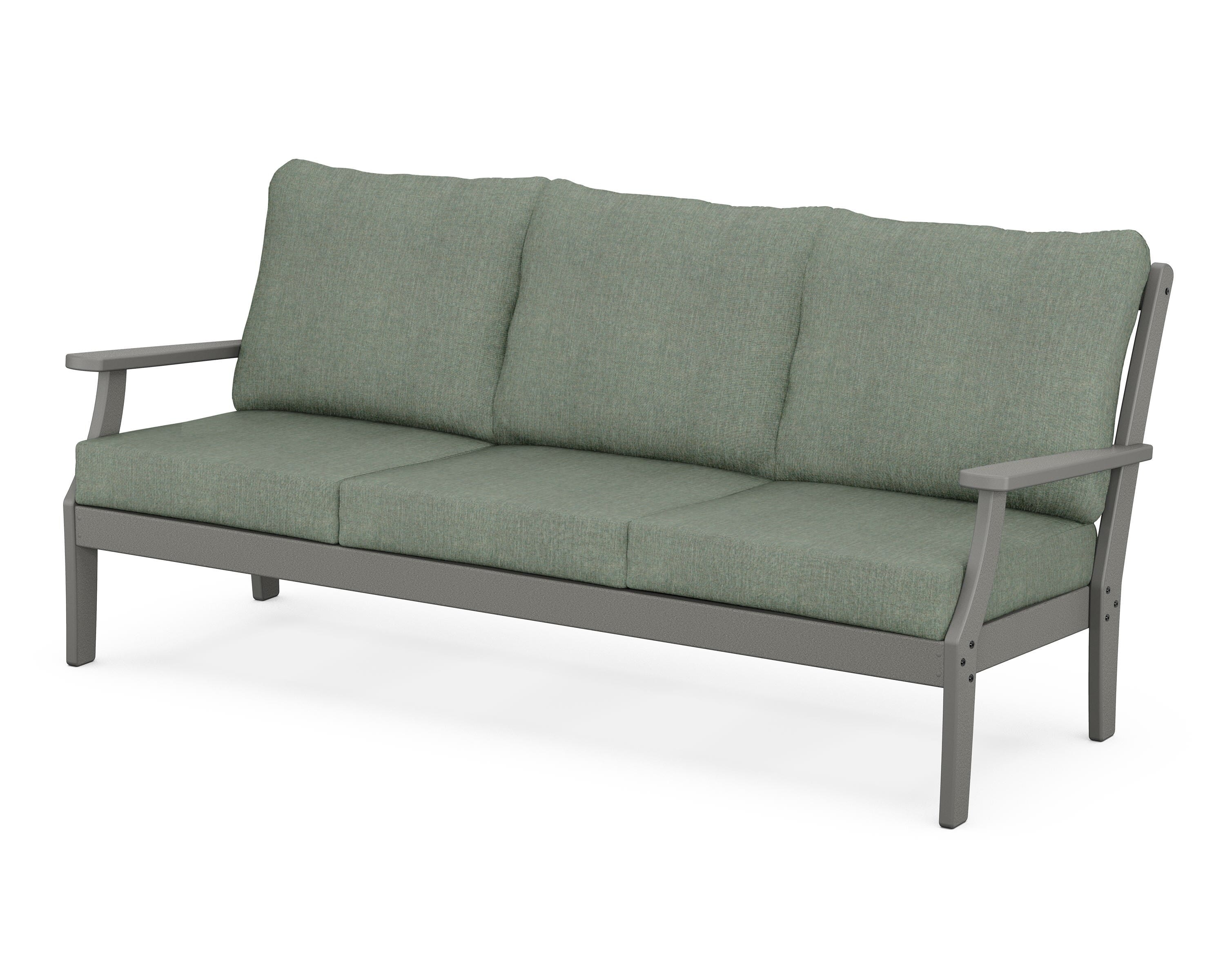POLYWOOD® Braxton Deep Seating Sofa in Slate Grey / Cast Sage