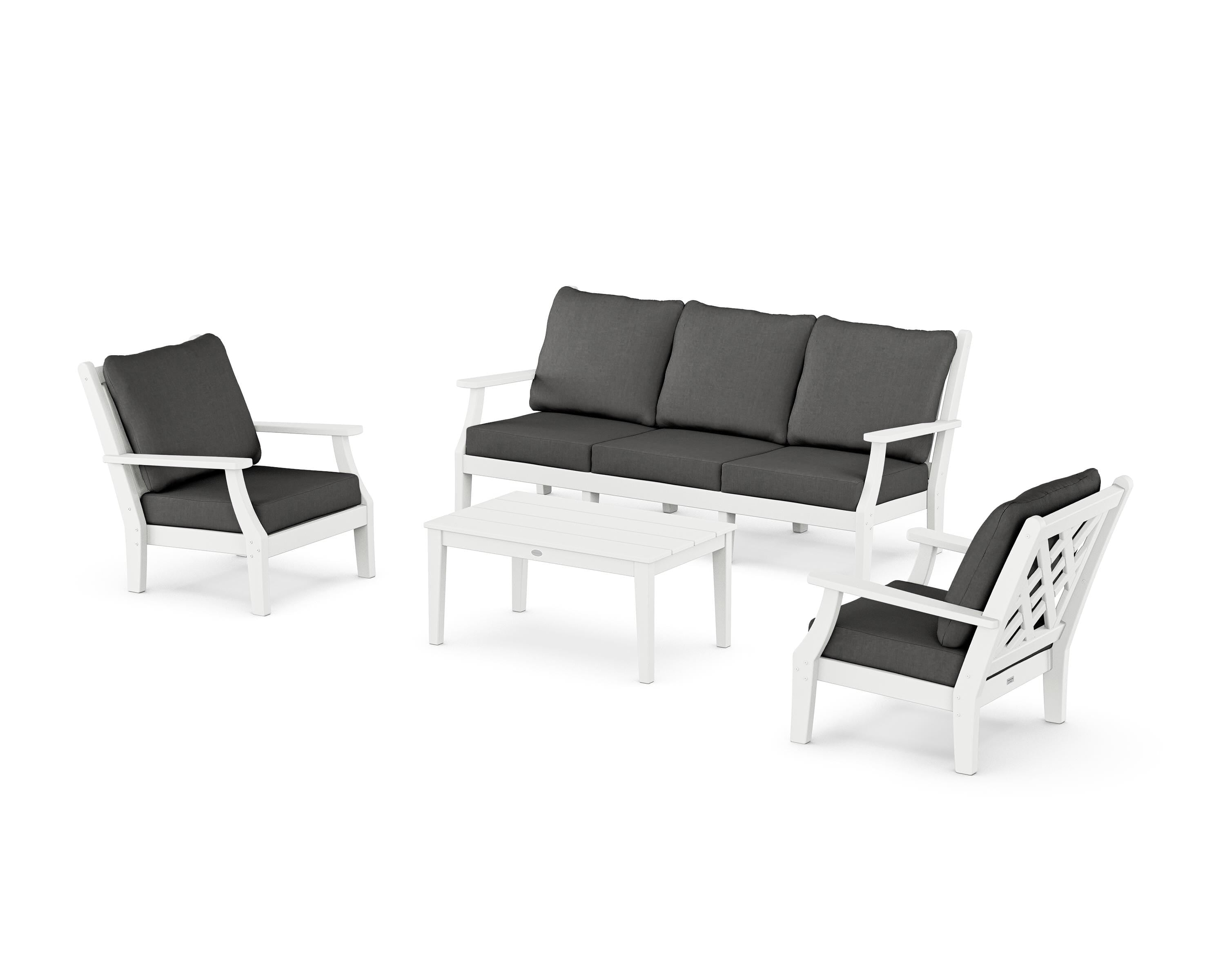 Country Living Wovendale 4-Piece Deep Seating Set with Sofa in White / Spectrum Carbon