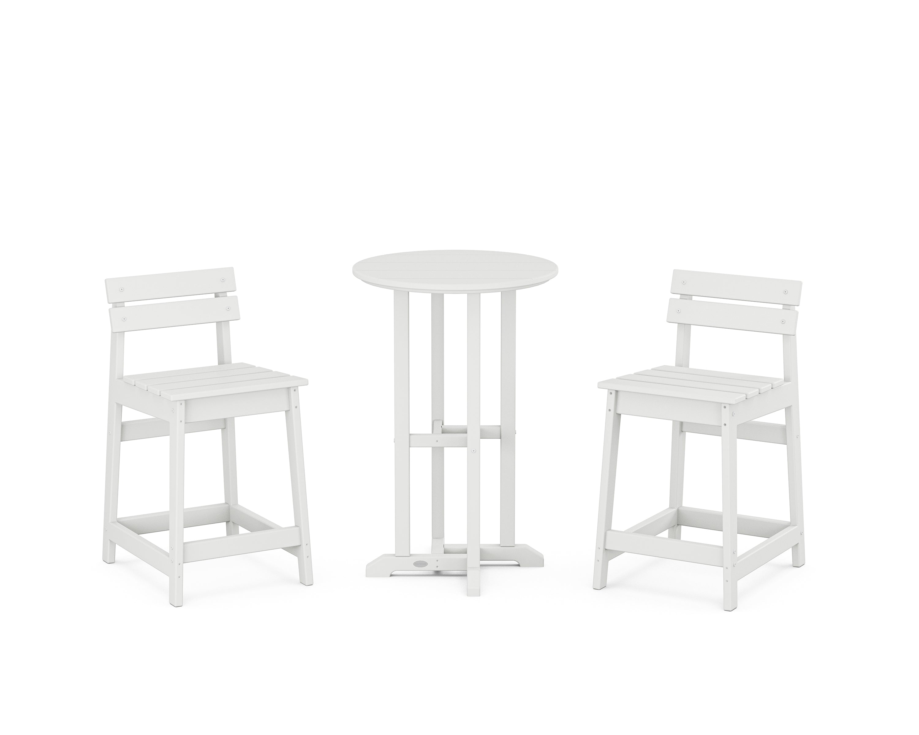 POLYWOOD® Modern Studio Plaza Lowback 3-Piece Bistro Counter Set in White