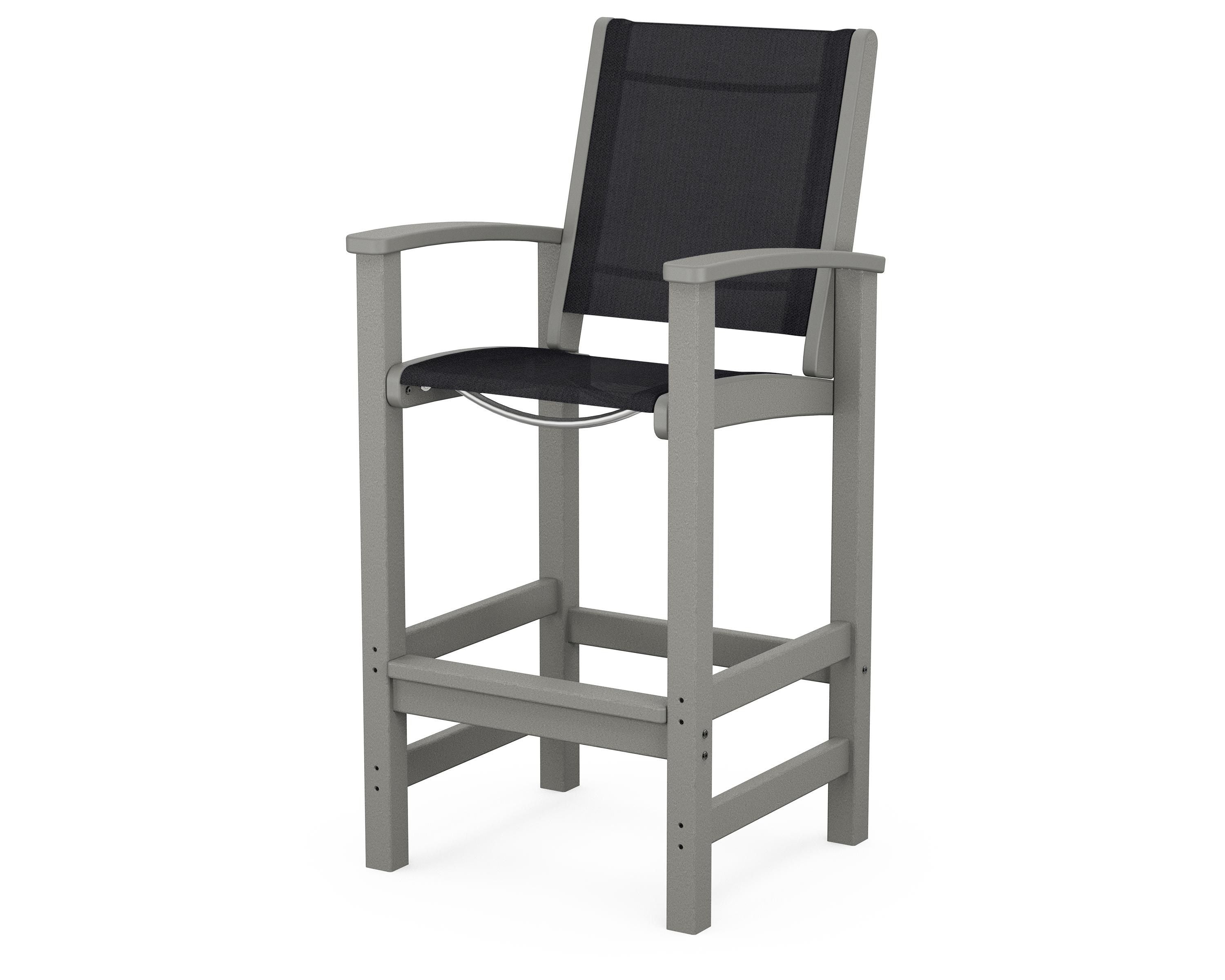 POLYWOOD® Coastal Bar Chair in Slate Grey / Black Sling