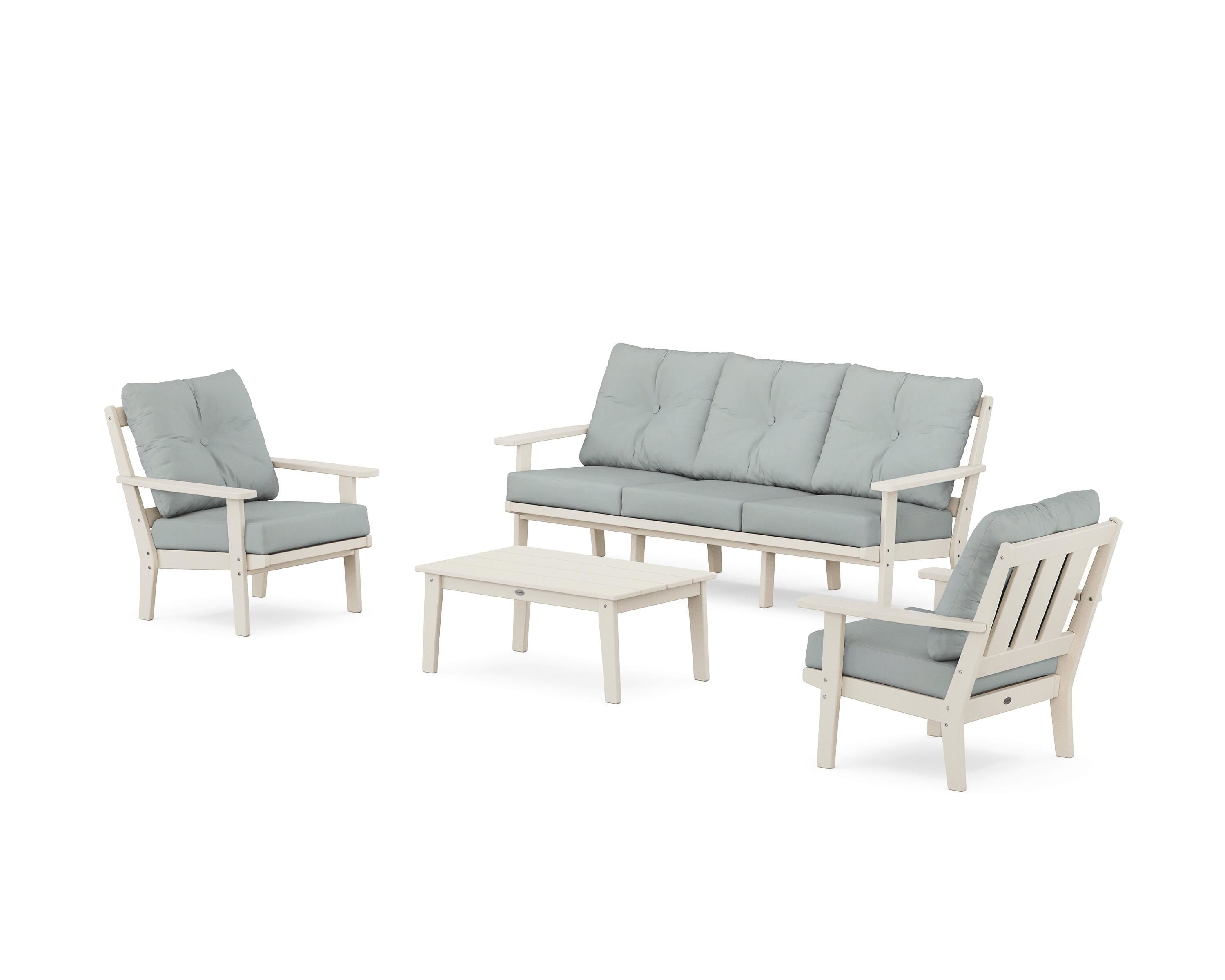 POLYWOOD® Oxford 4-Piece Deep Seating Set with Sofa in Sand / Spa