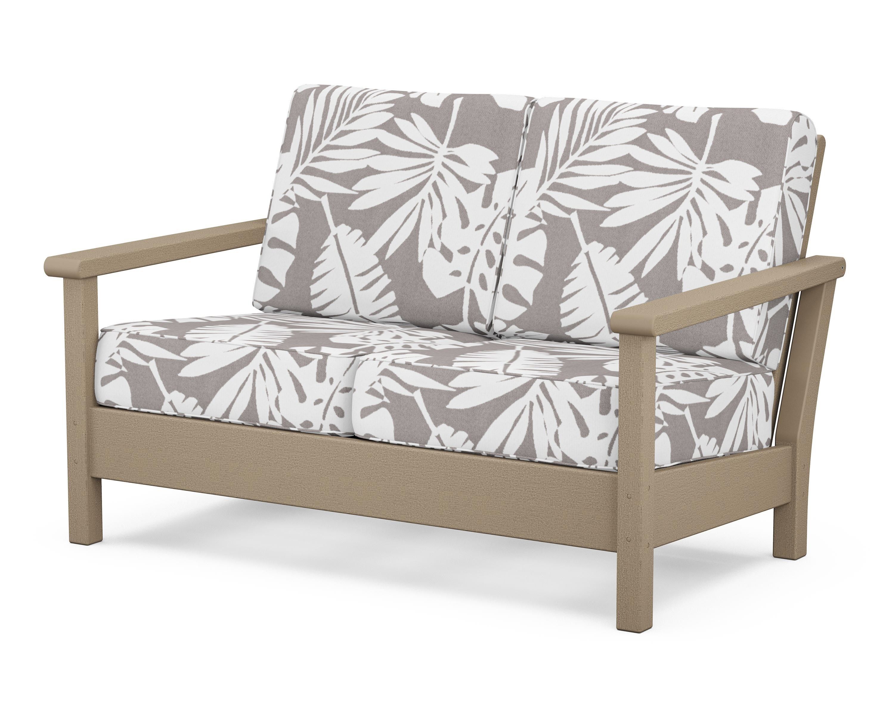 POLYWOOD® Harbour Deep Seating Loveseat in Vintage Sahara / Leaf Grey Mist