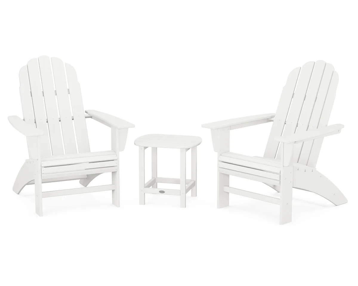 Vineyard 3-Piece Curveback Adirondack Set with South Beach 18" Side Table