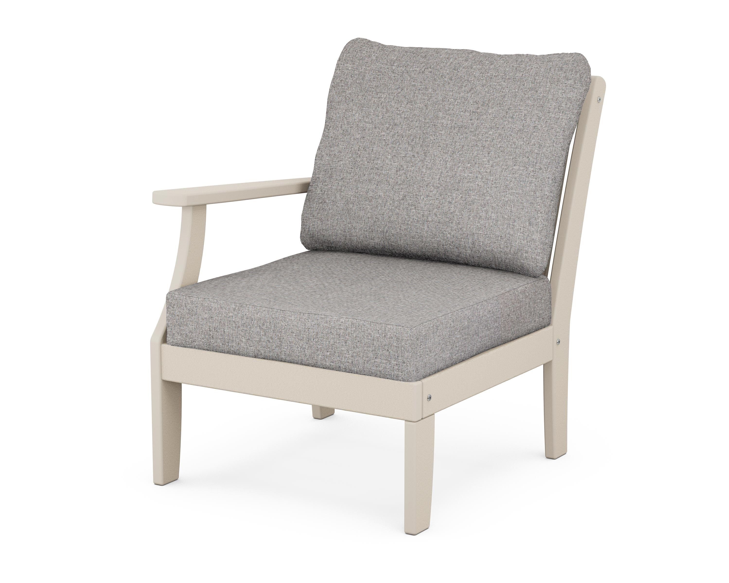 POLYWOOD® Braxton Modular Left Arm Chair in Sand / Grey Mist