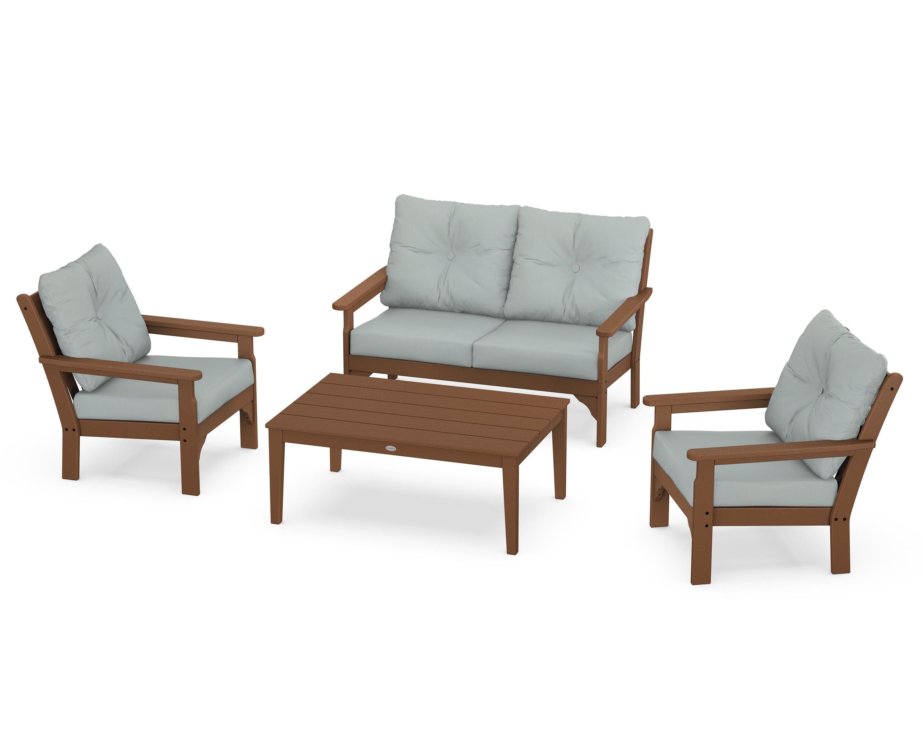 POLYWOOD® Vineyard 4-Piece Deep Seating Set in Teak / Spa