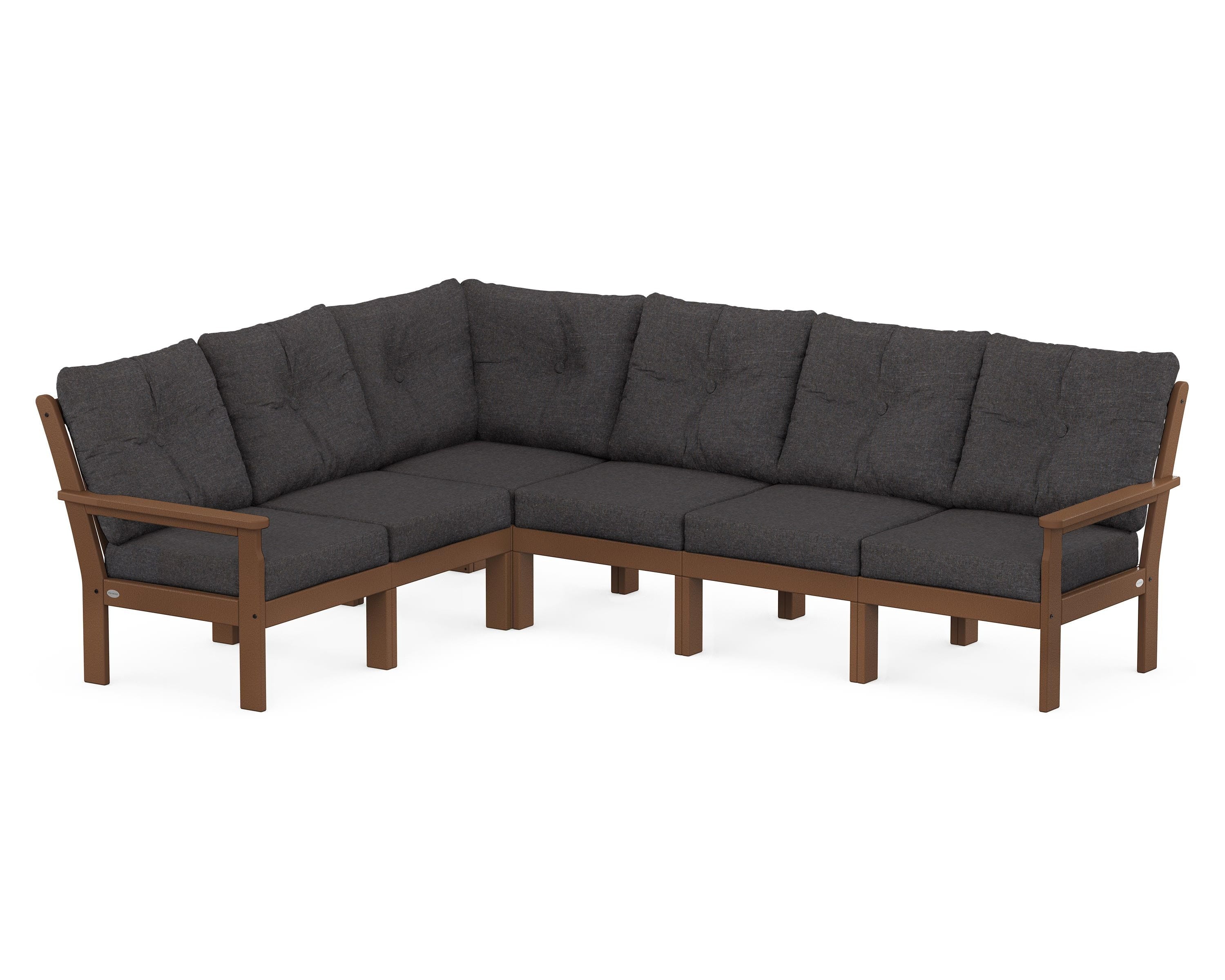 POLYWOOD® Vineyard 6-Piece Sectional in Teak / Ash Charcoal