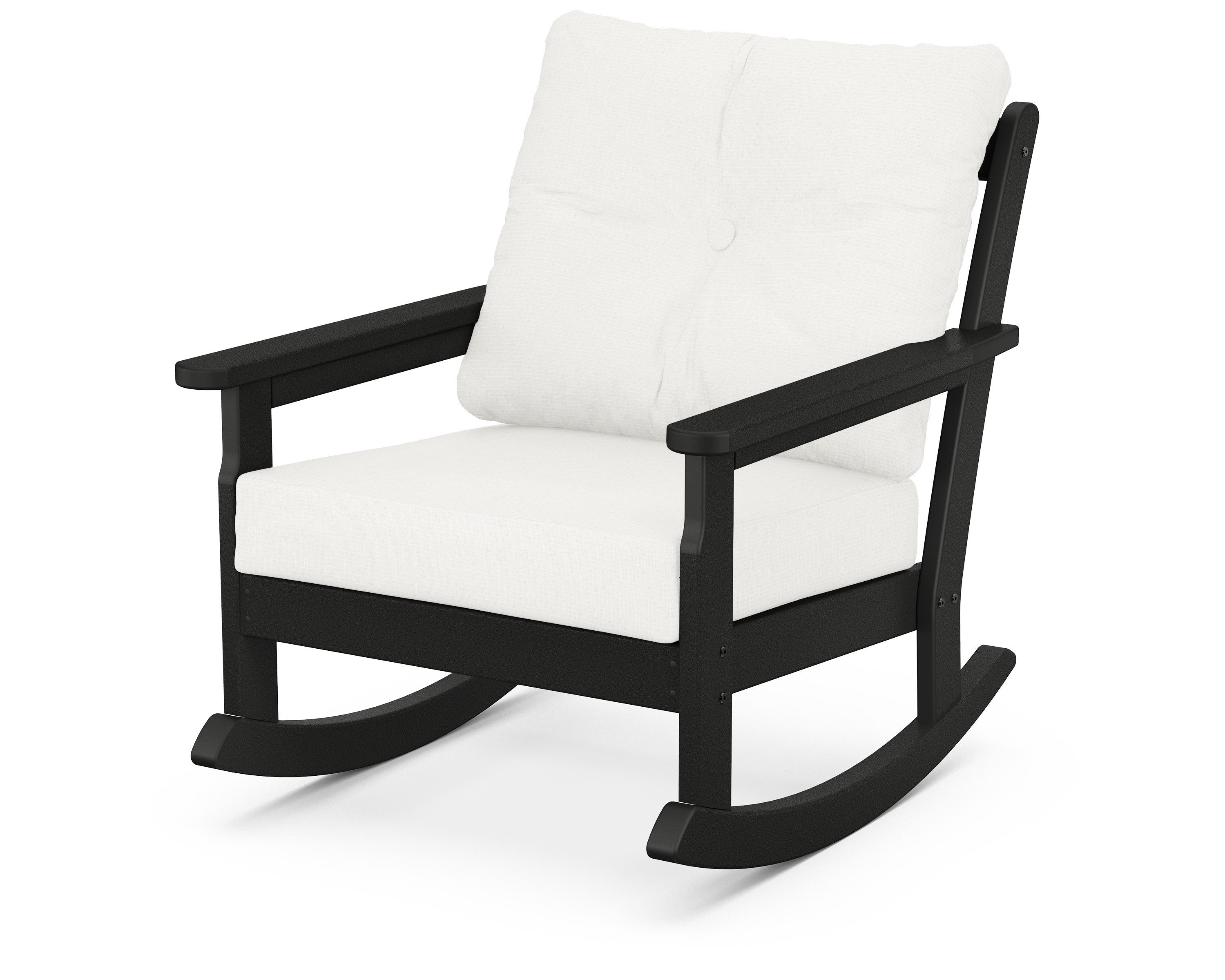 POLYWOOD® Vineyard Deep Seating Rocking Chair in Black / Natural Linen