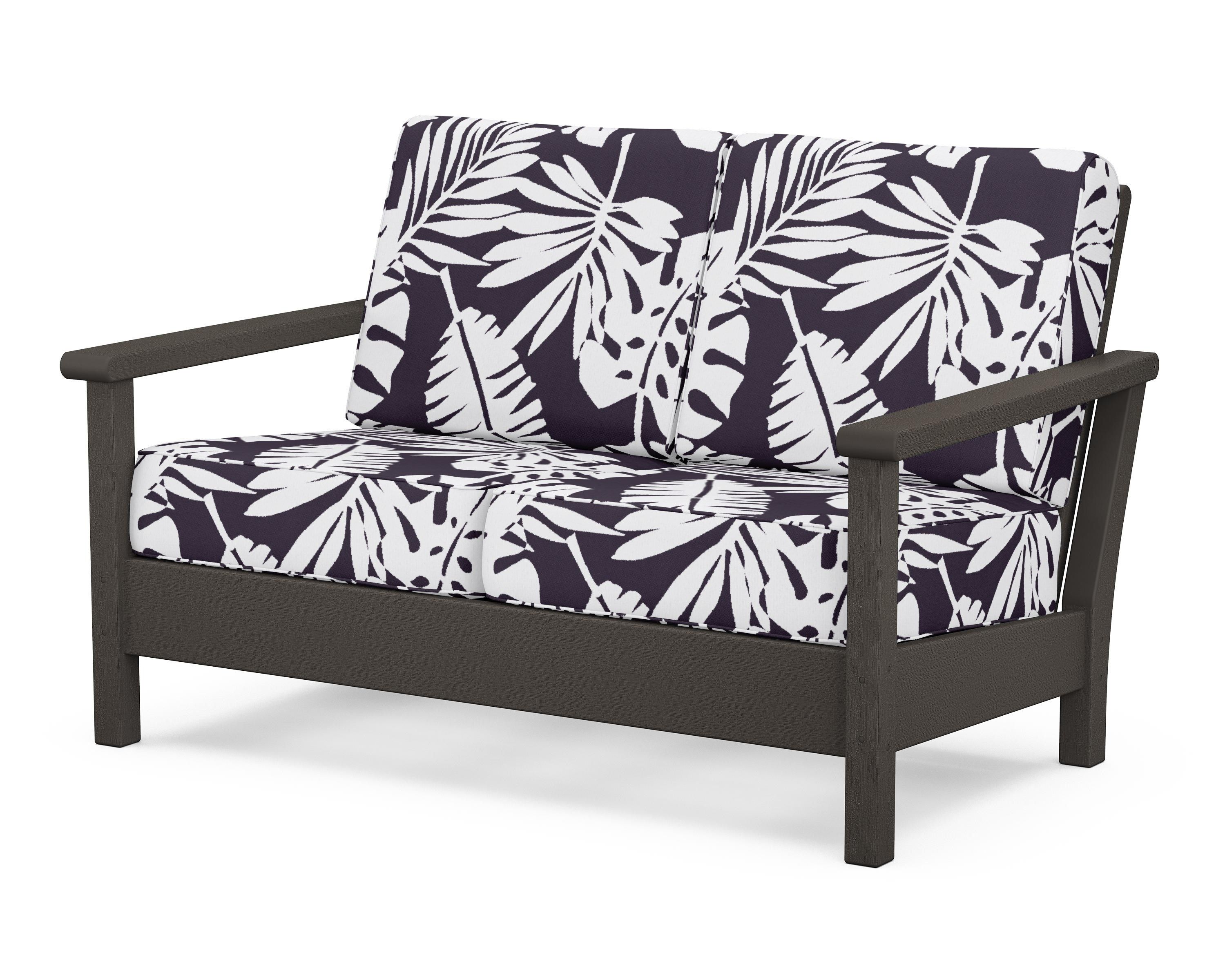 POLYWOOD® Harbour Deep Seating Loveseat in Vintage Coffee / Leaf Navy