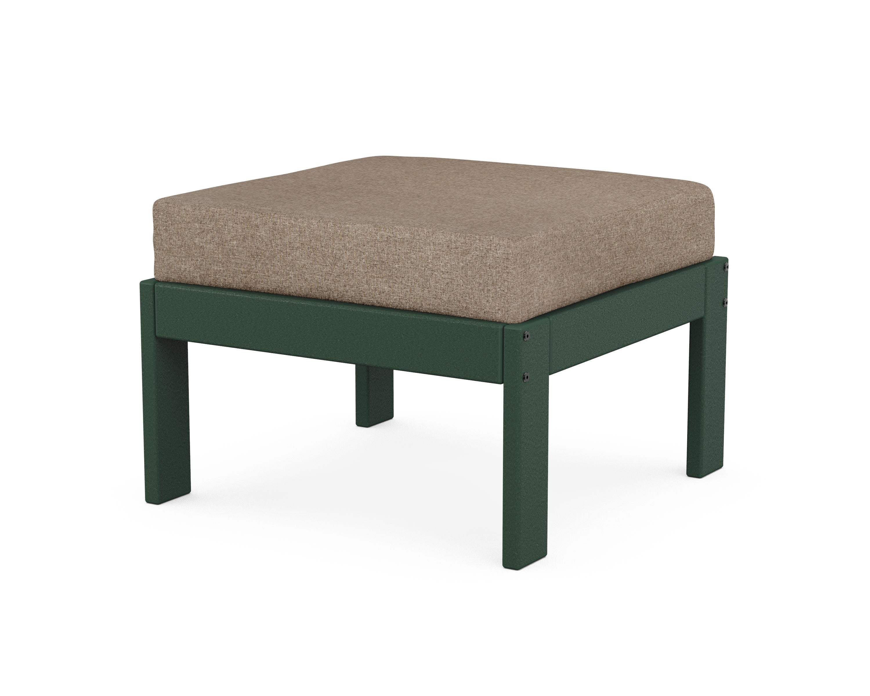 POLYWOOD® Vineyard Modular Ottoman in Green / Spiced Burlap