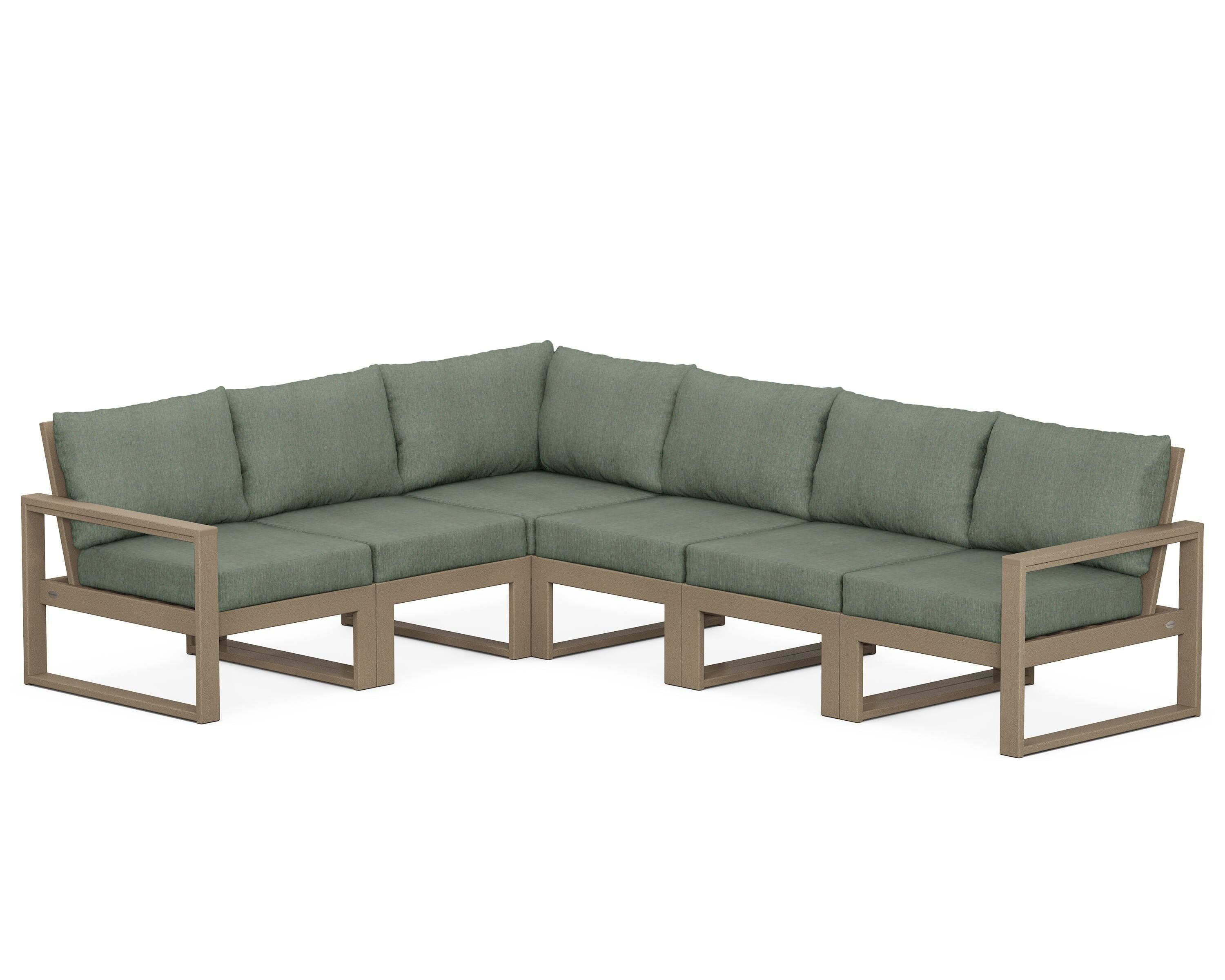 POLYWOOD® EDGE 6-Piece Modular Deep Seating Set in Vintage Sahara / Cast Sage