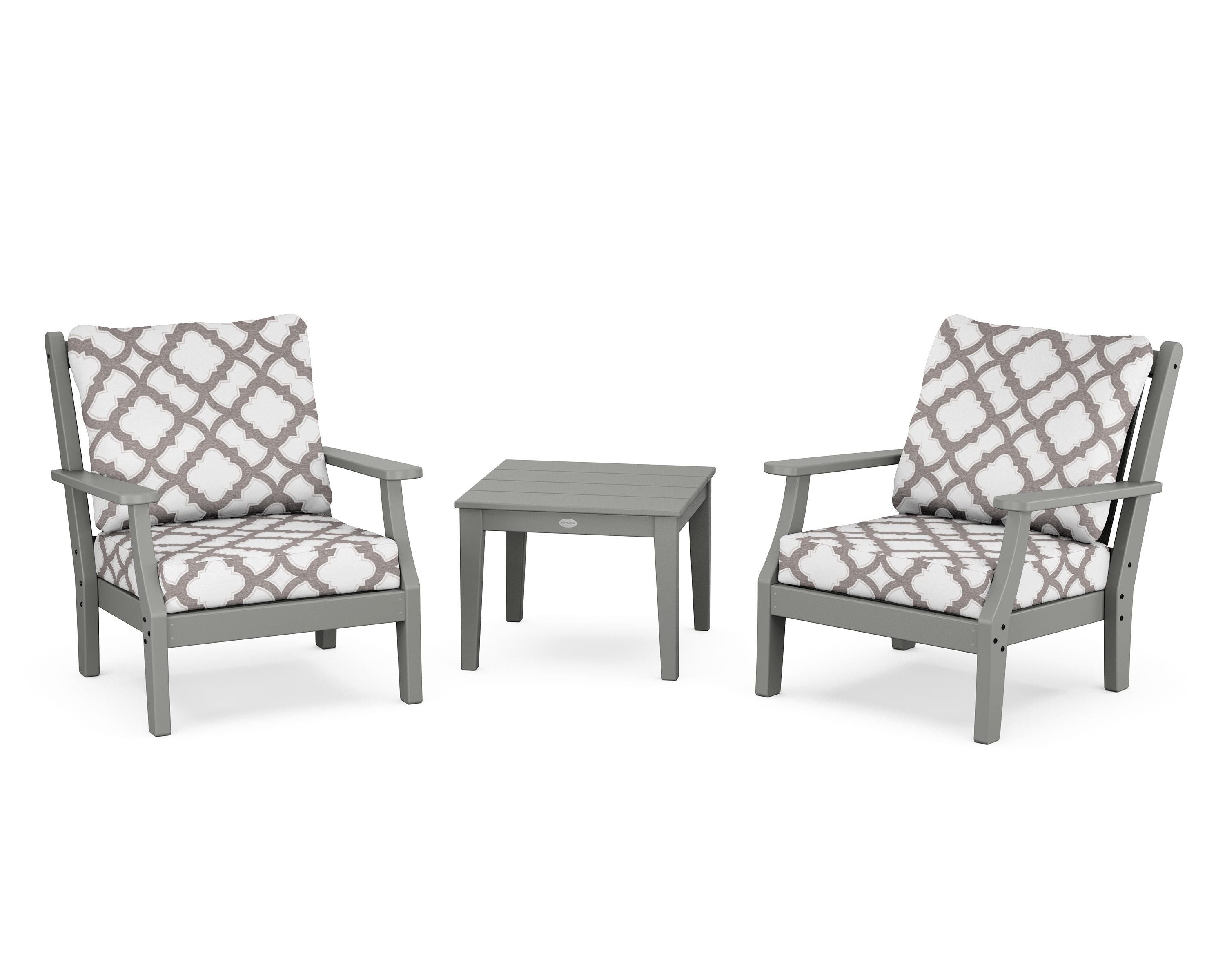 Country Living Wovendale 3-Piece Deep Seating Set in Slate Grey / Trellis Grey Mist