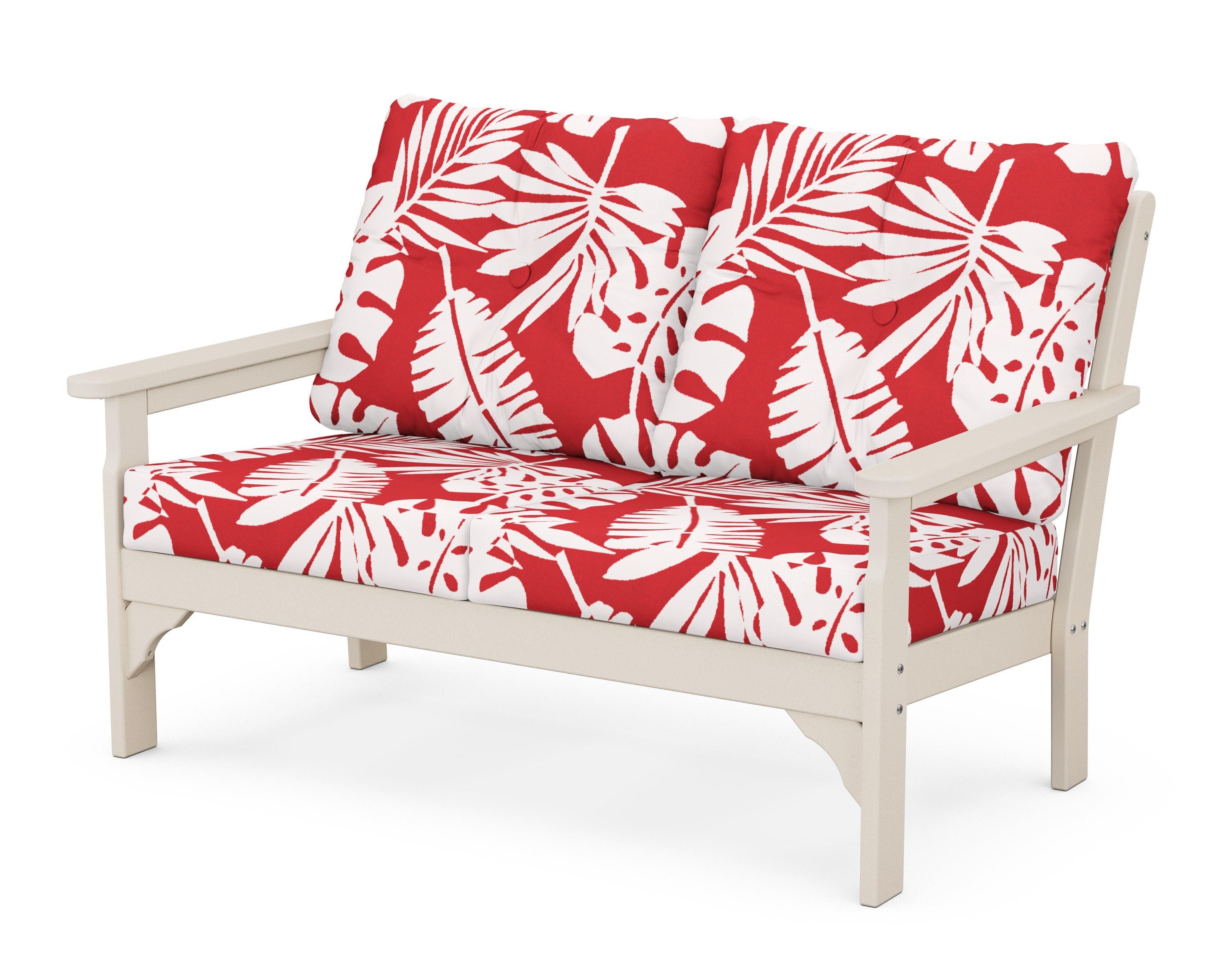 POLYWOOD® Vineyard Deep Seating Loveseat in Sand / Leaf Crimson