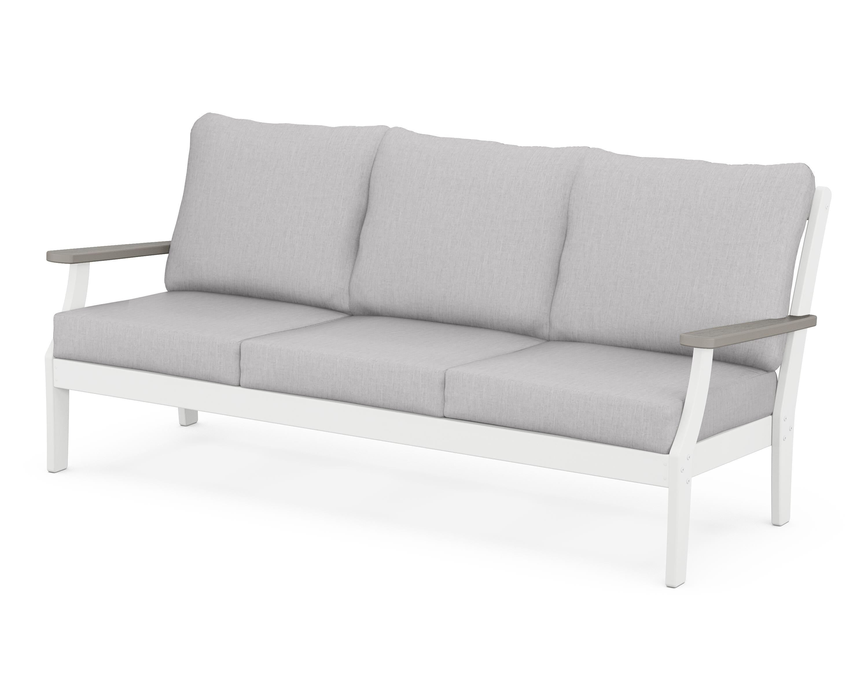 POLYWOOD® Braxton Deep Seating Sofa in White / Driftwood / Granite