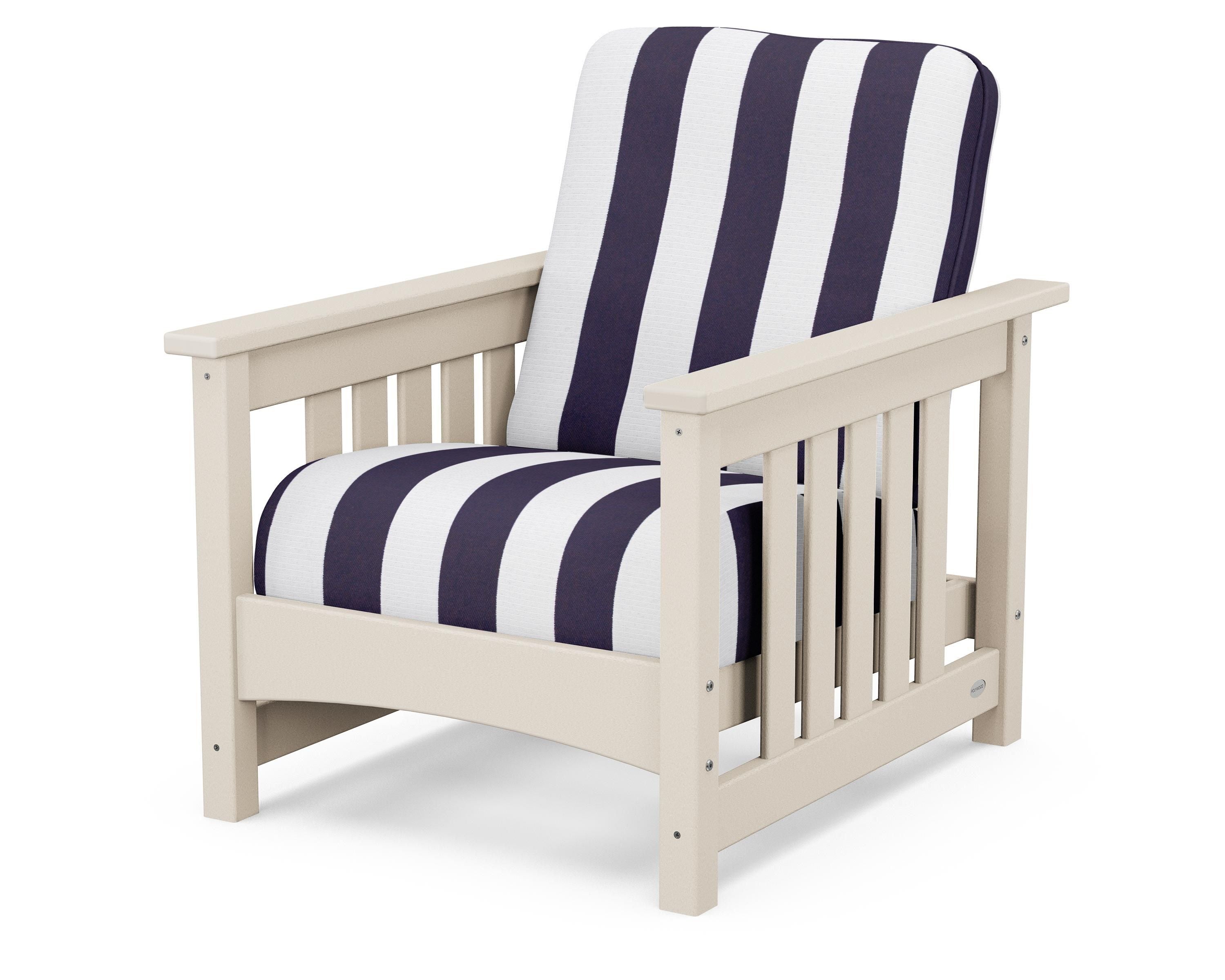 POLYWOOD® Club Mission Chair in Sand / Cabana Stripe Navy