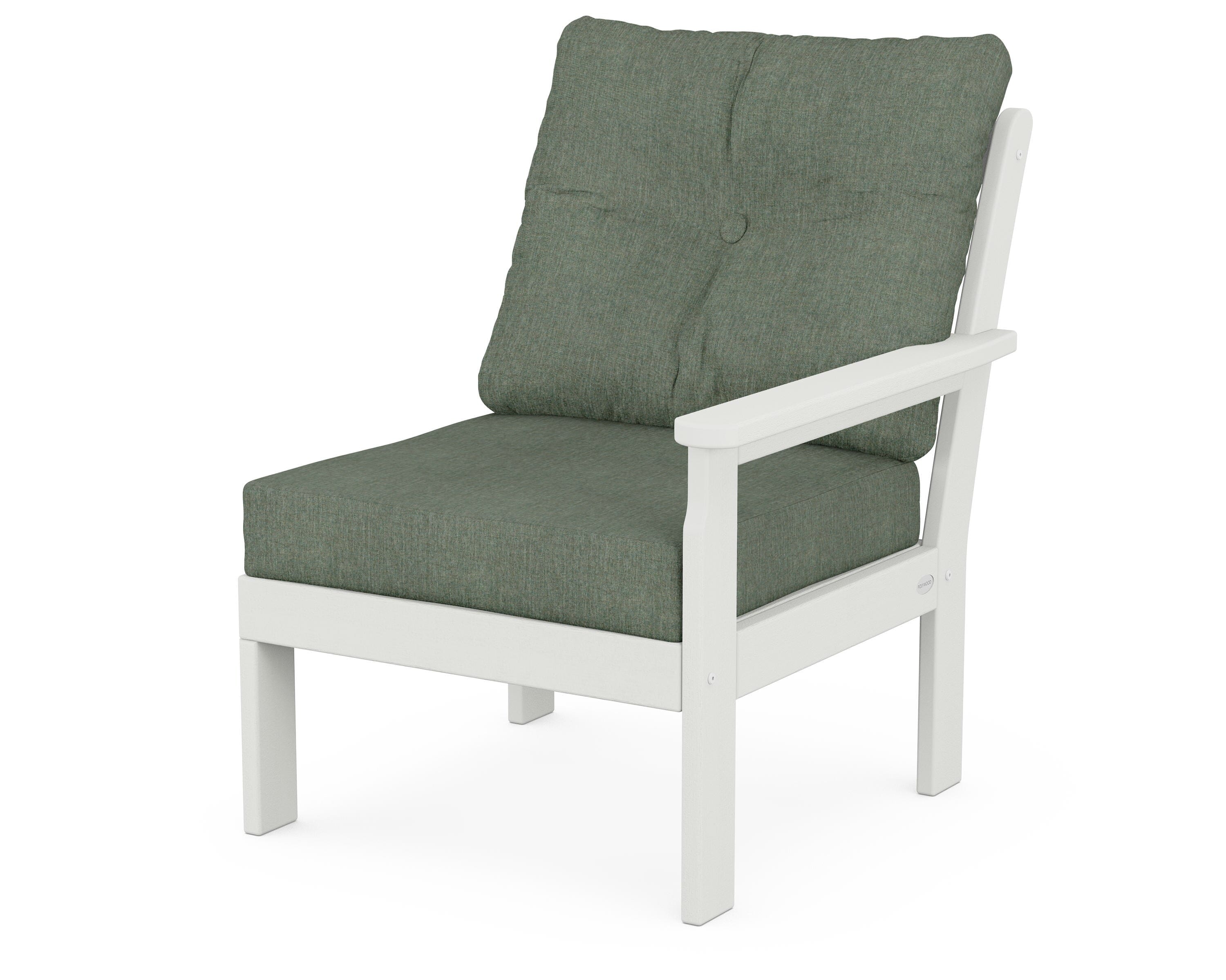 POLYWOOD® Vineyard Modular Right Arm Chair in Vintage White / Cast Sage