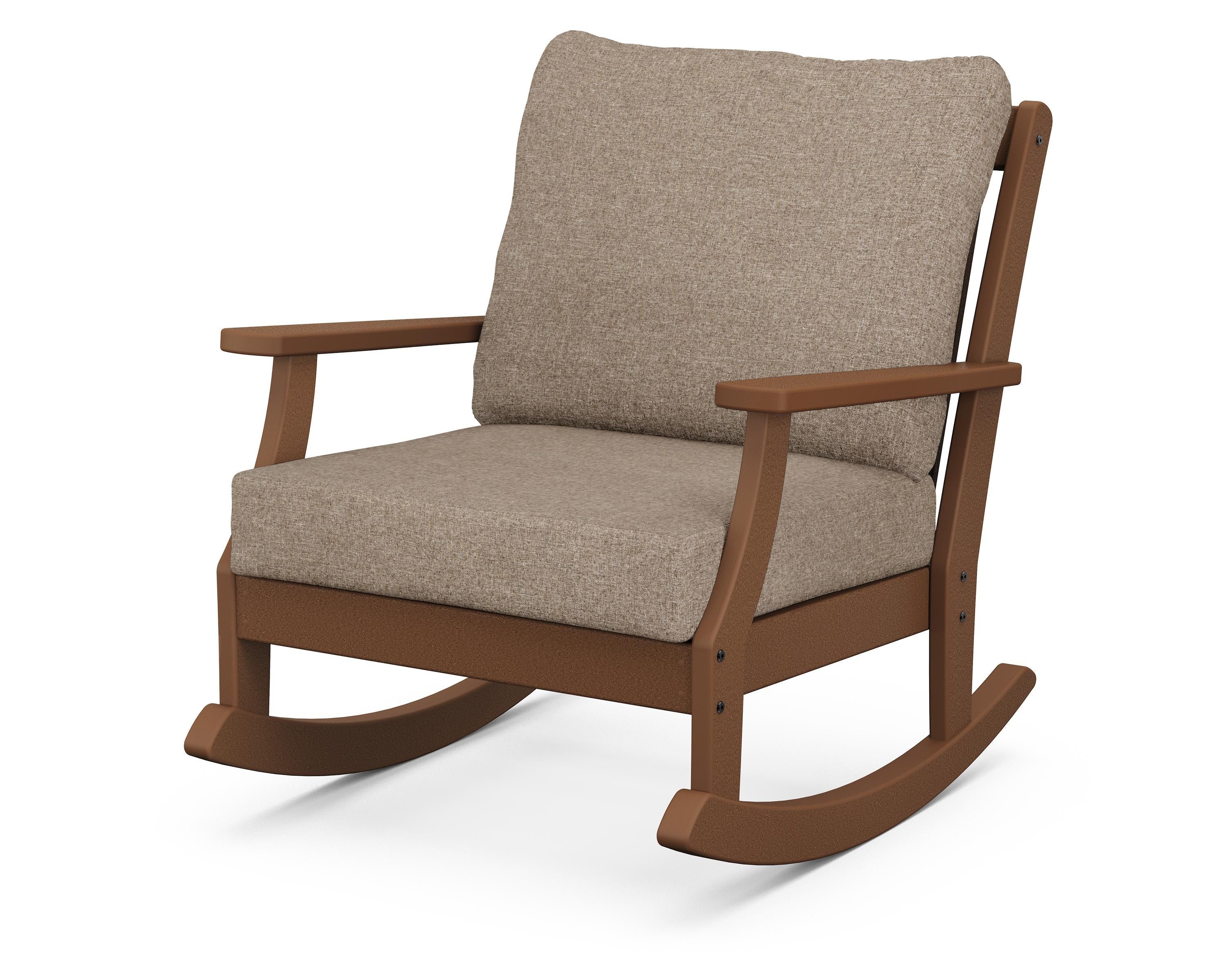 POLYWOOD® Braxton Deep Seating Rocking Chair in Teak / Spiced Burlap