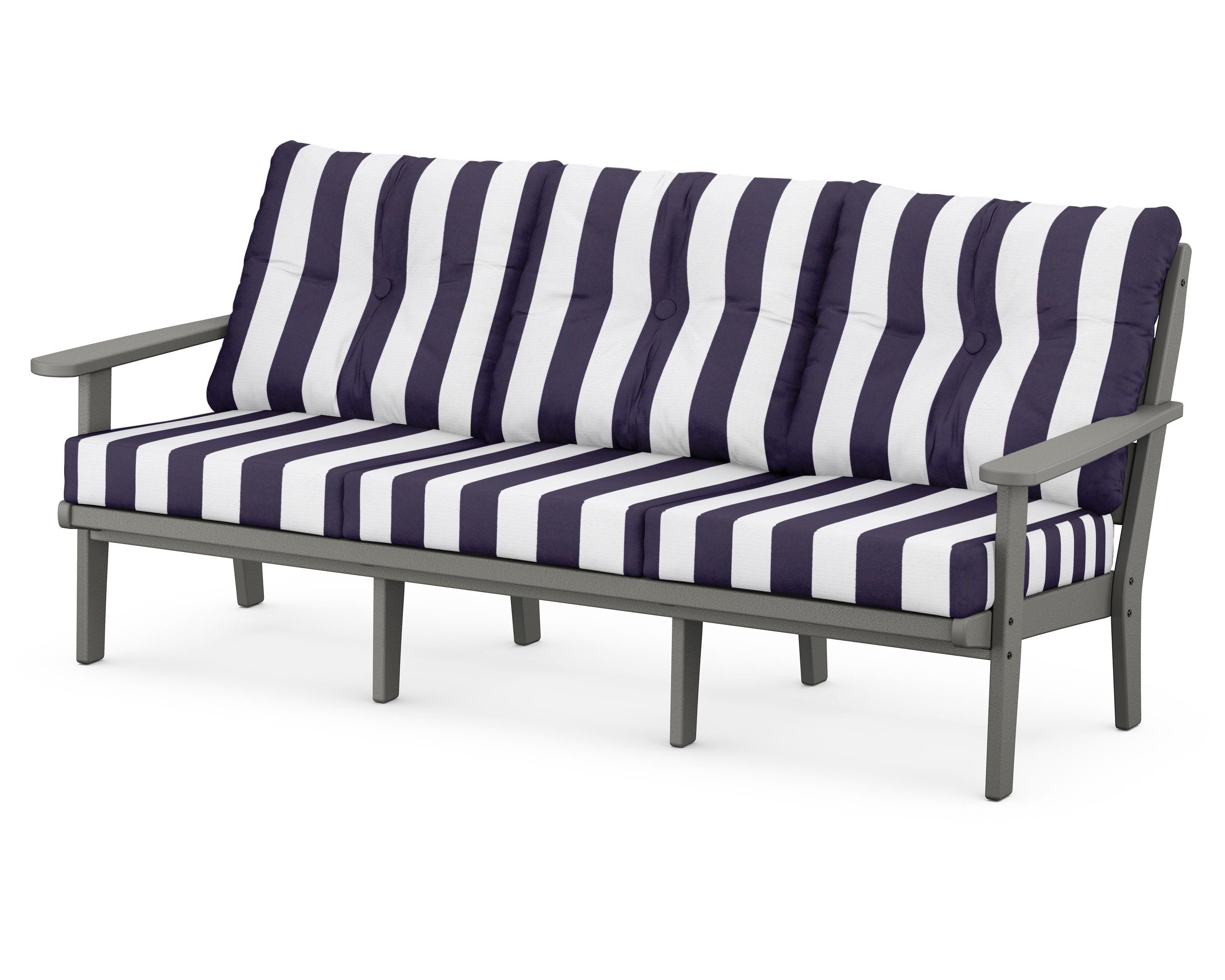 POLYWOOD® Lakeside Deep Seating Sofa in Slate Grey / Cabana Stripe Navy