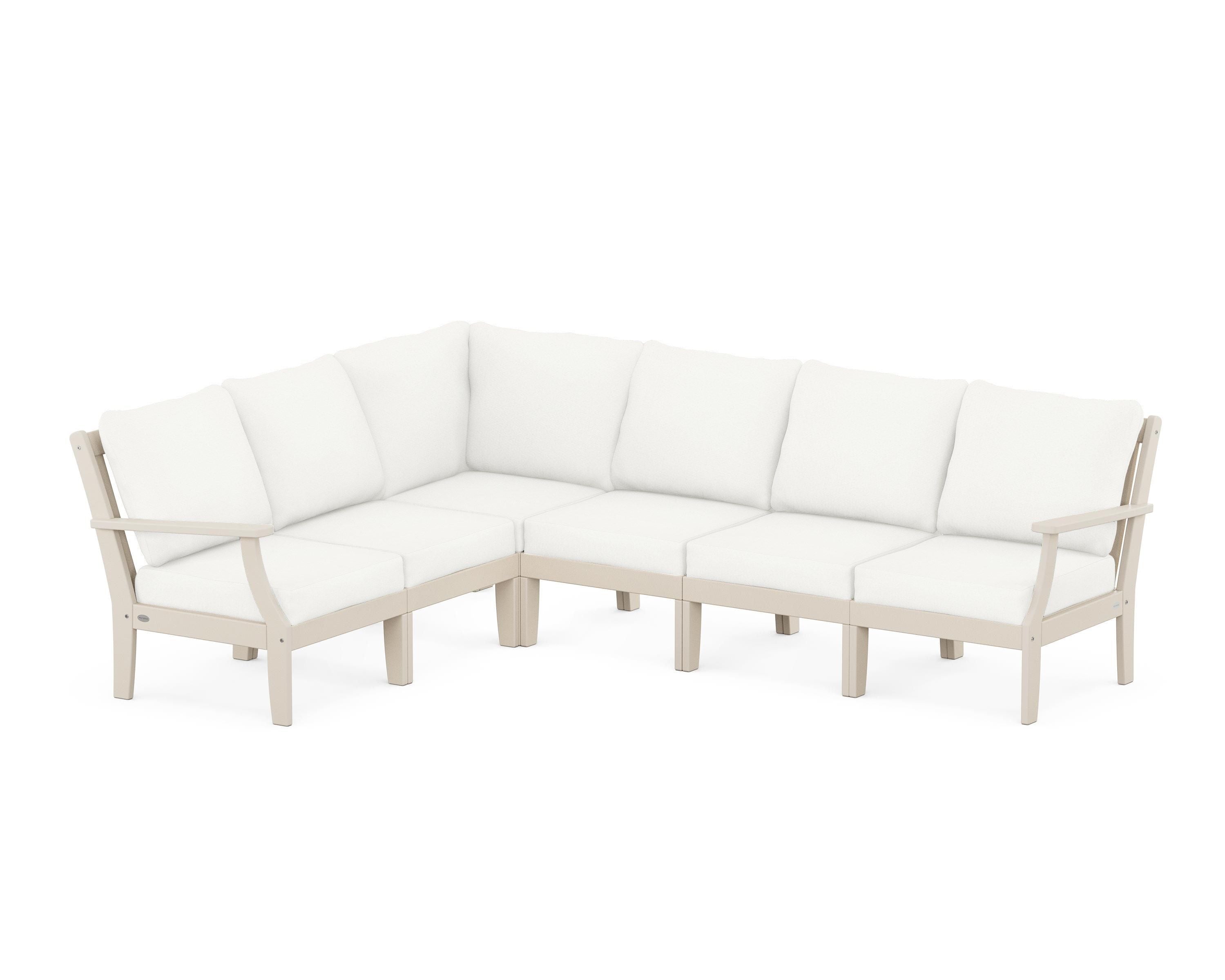 POLYWOOD® Braxton Modular 6-Piece Deep Seating Set in Sand / Natural Linen