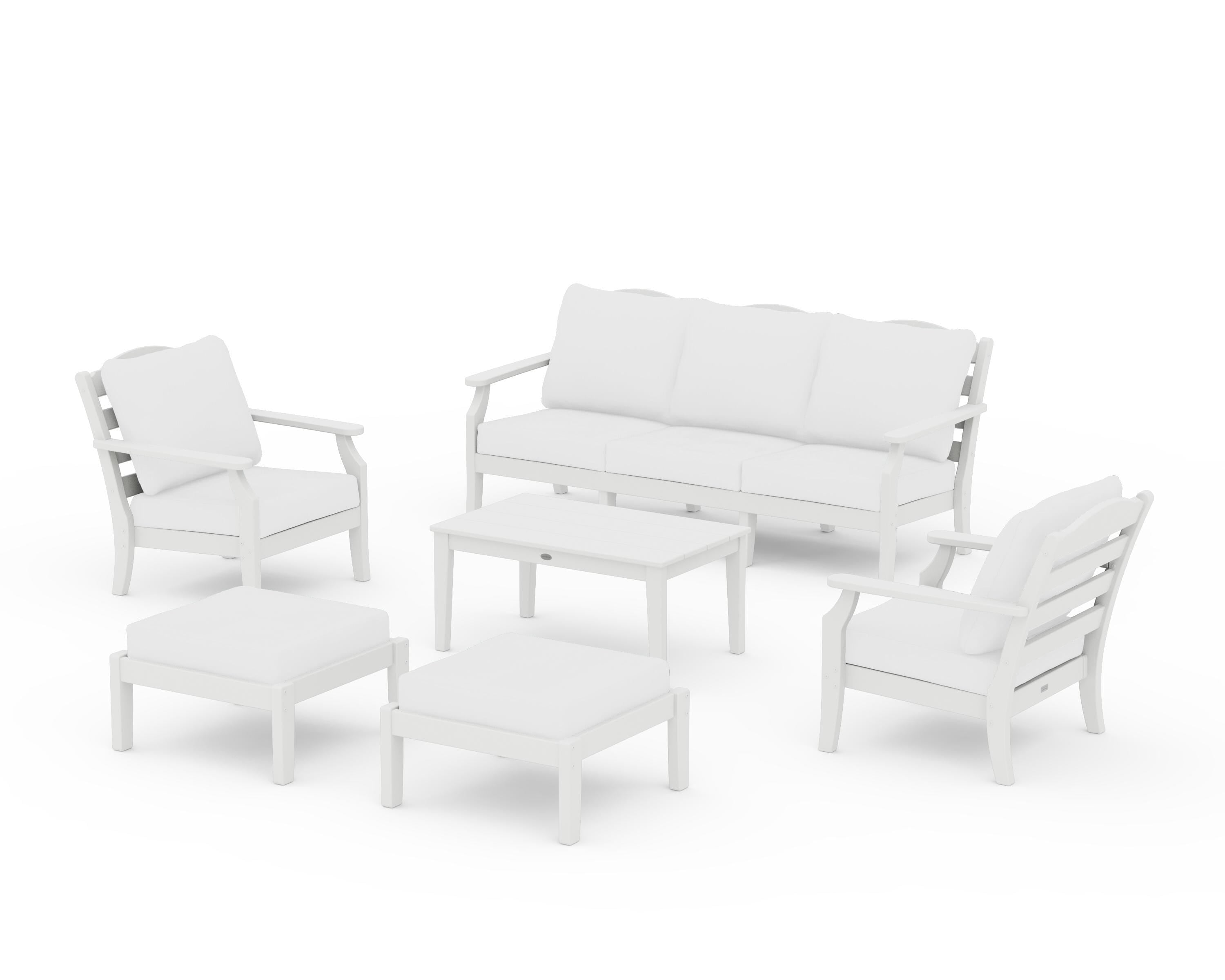 Draper James™ by POLYWOOD® Savannah 6-Piece Lounge Sofa Set in Vintage White / Natural