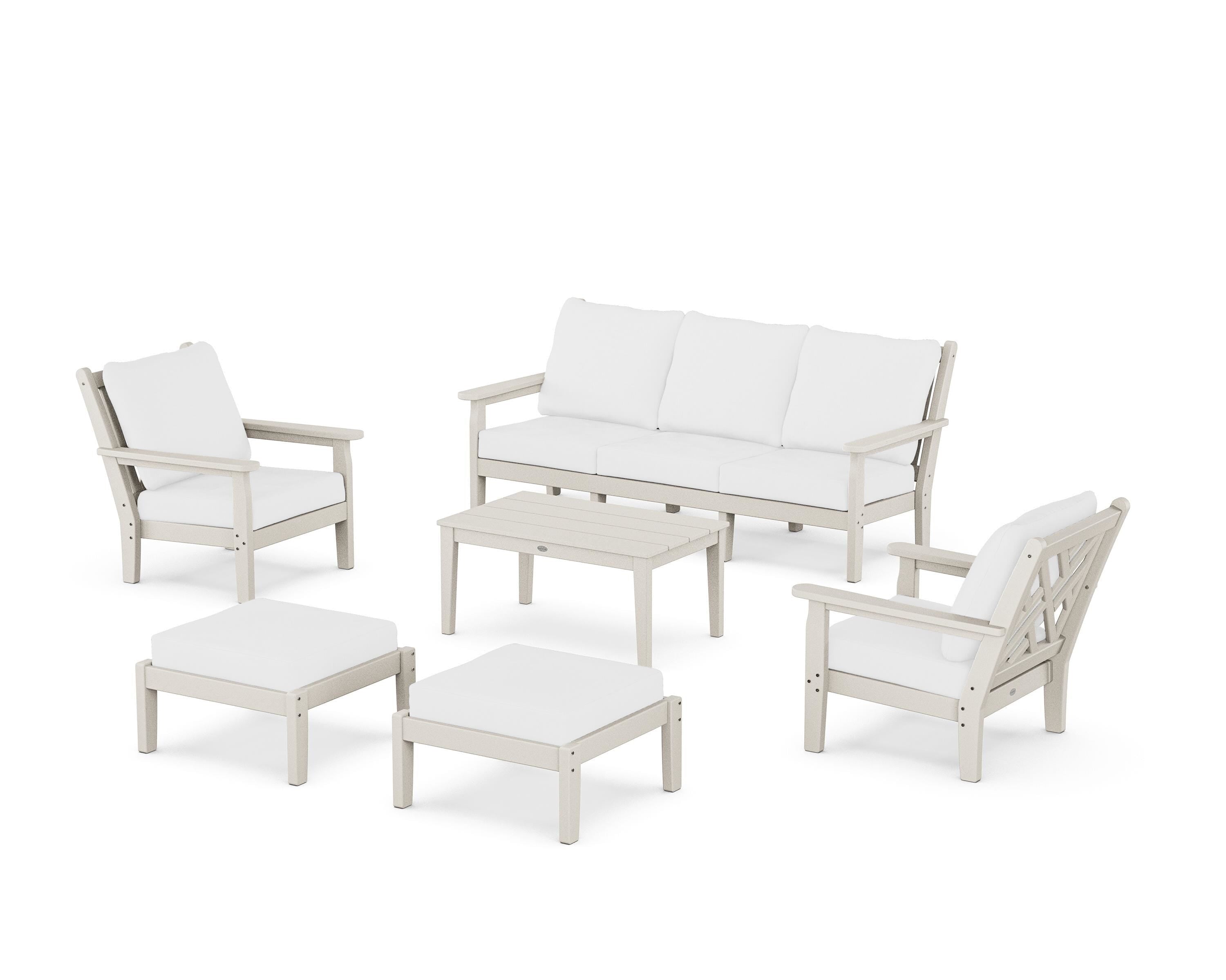 POLYWOOD® Chippendale 6-Piece Lounge Sofa Set in Sand / Natural