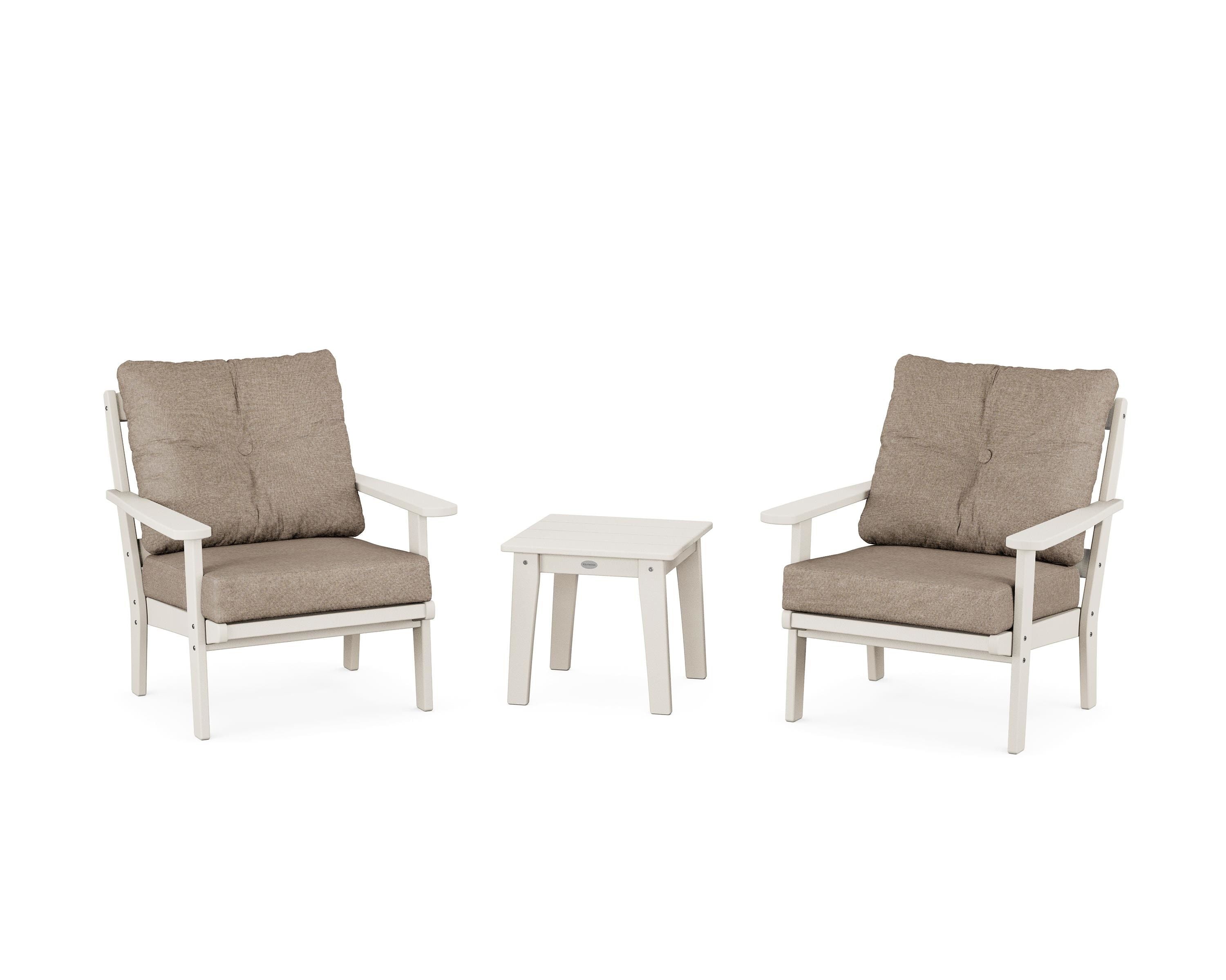 POLYWOOD® Mission 3-Piece Deep Seating Set in Sand / Spiced Burlap