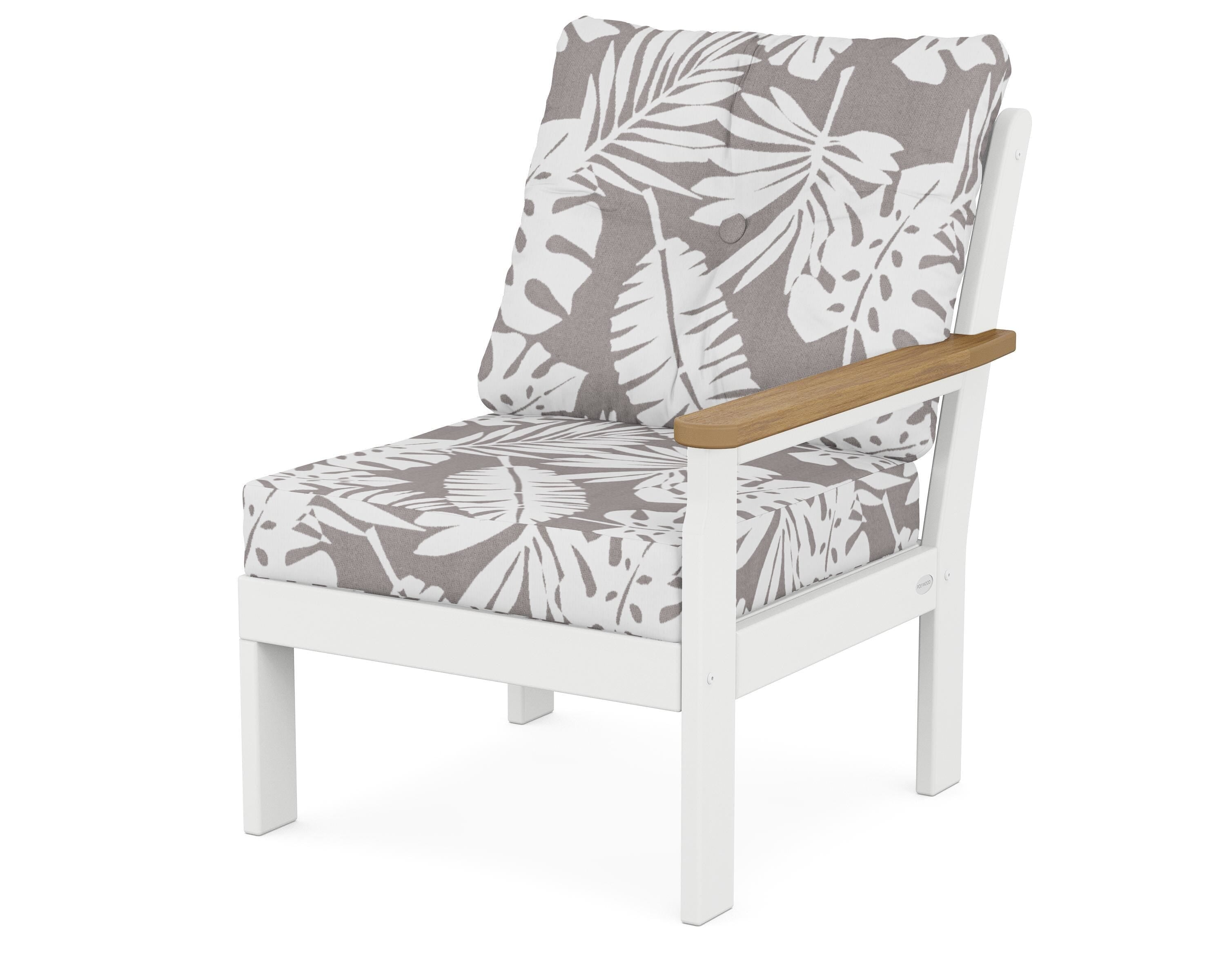 POLYWOOD® Vineyard Modular Right Arm Chair in White / Natural / Leaf Grey Mist
